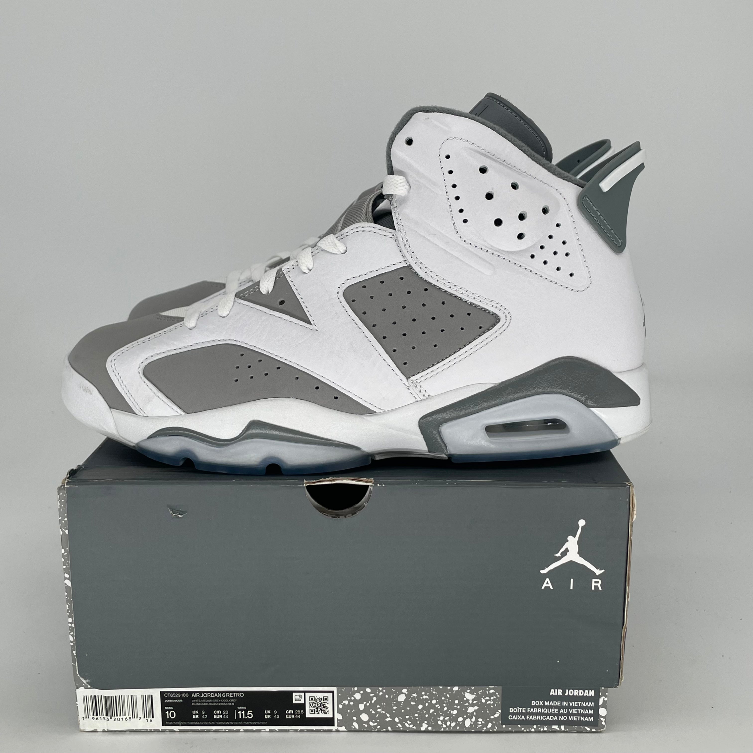 AIR JORDAN 6 COOL GREY CT8529-100 SIZE 10/11.5W
