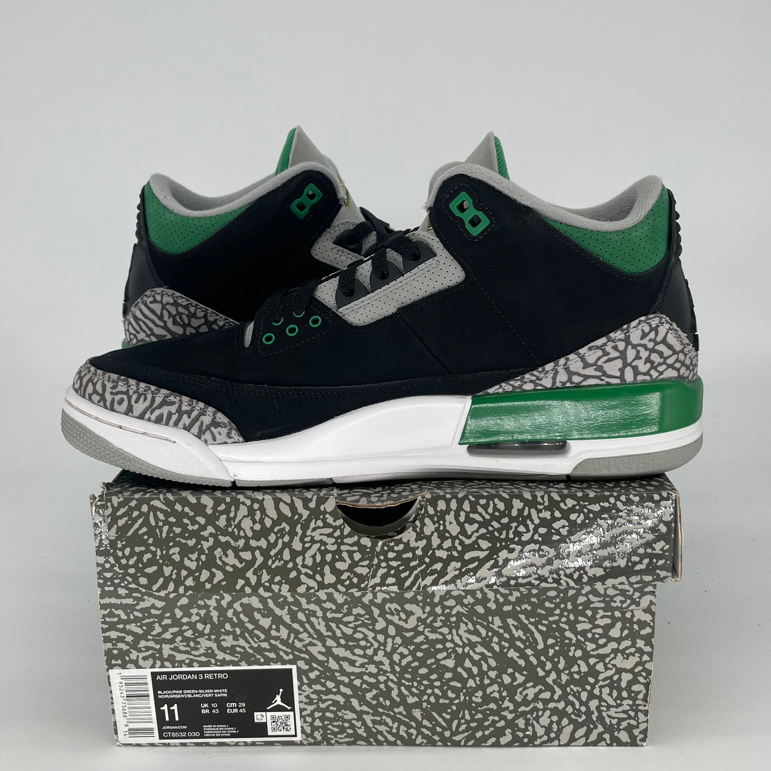 AIR JORDAN 3 PINE GREEN CT8532-030 SIZE 11/12.5W