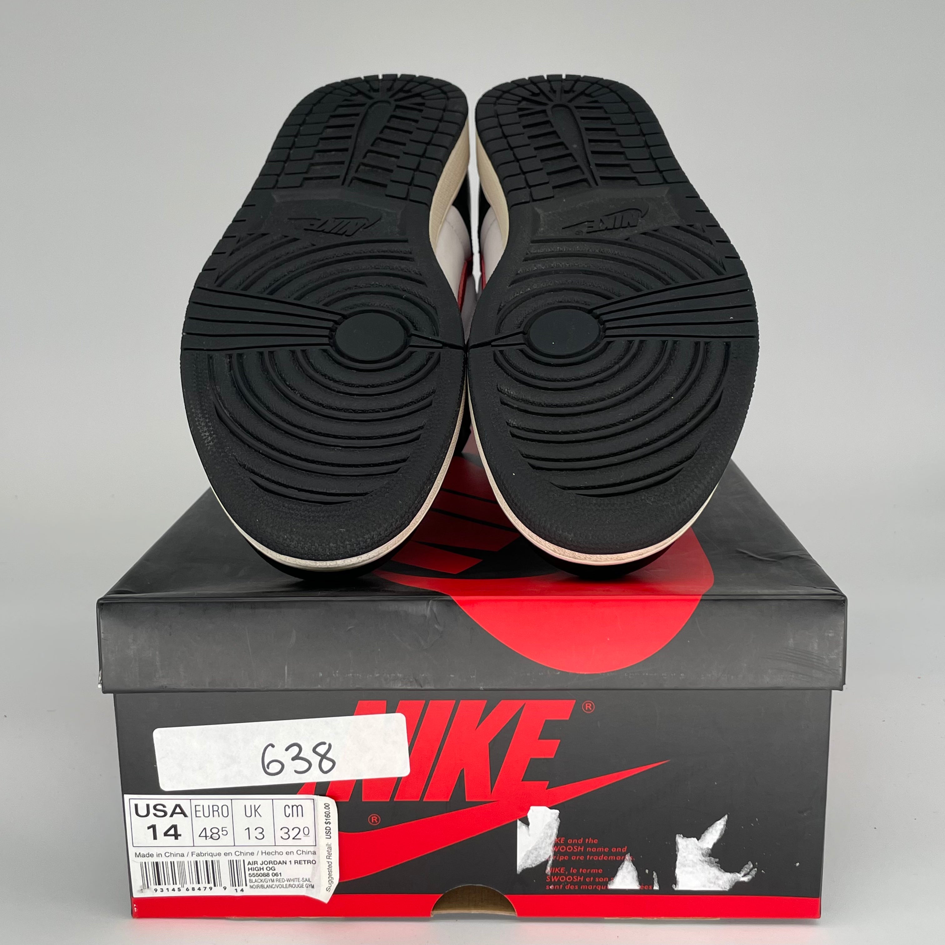 AIR JORDAN 1 BLACK GYM RED SIZE 14 555088-061