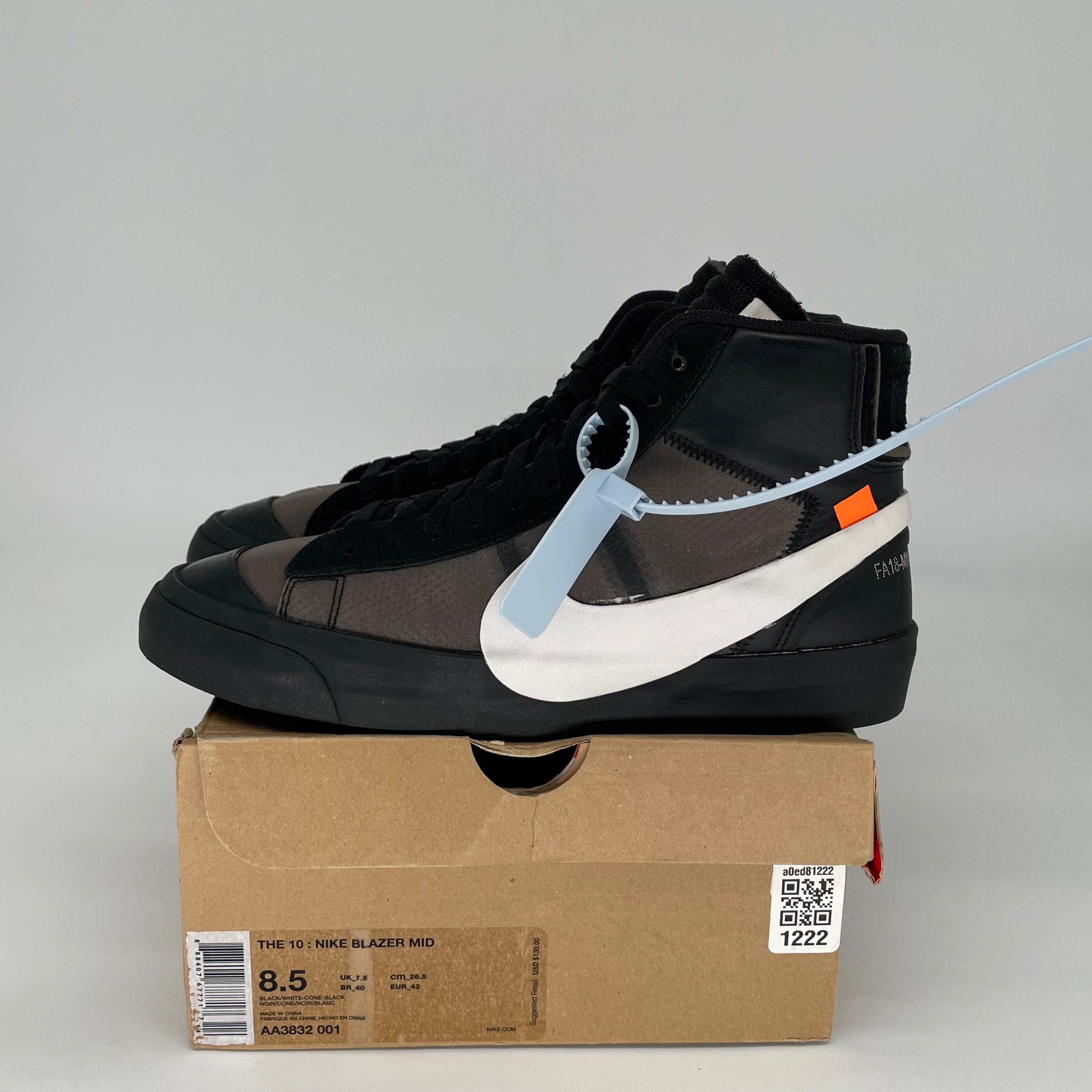 NIKE BLAZER MID OFF WHITE GRIM REAPER SIZE 8.5 AA3832-001