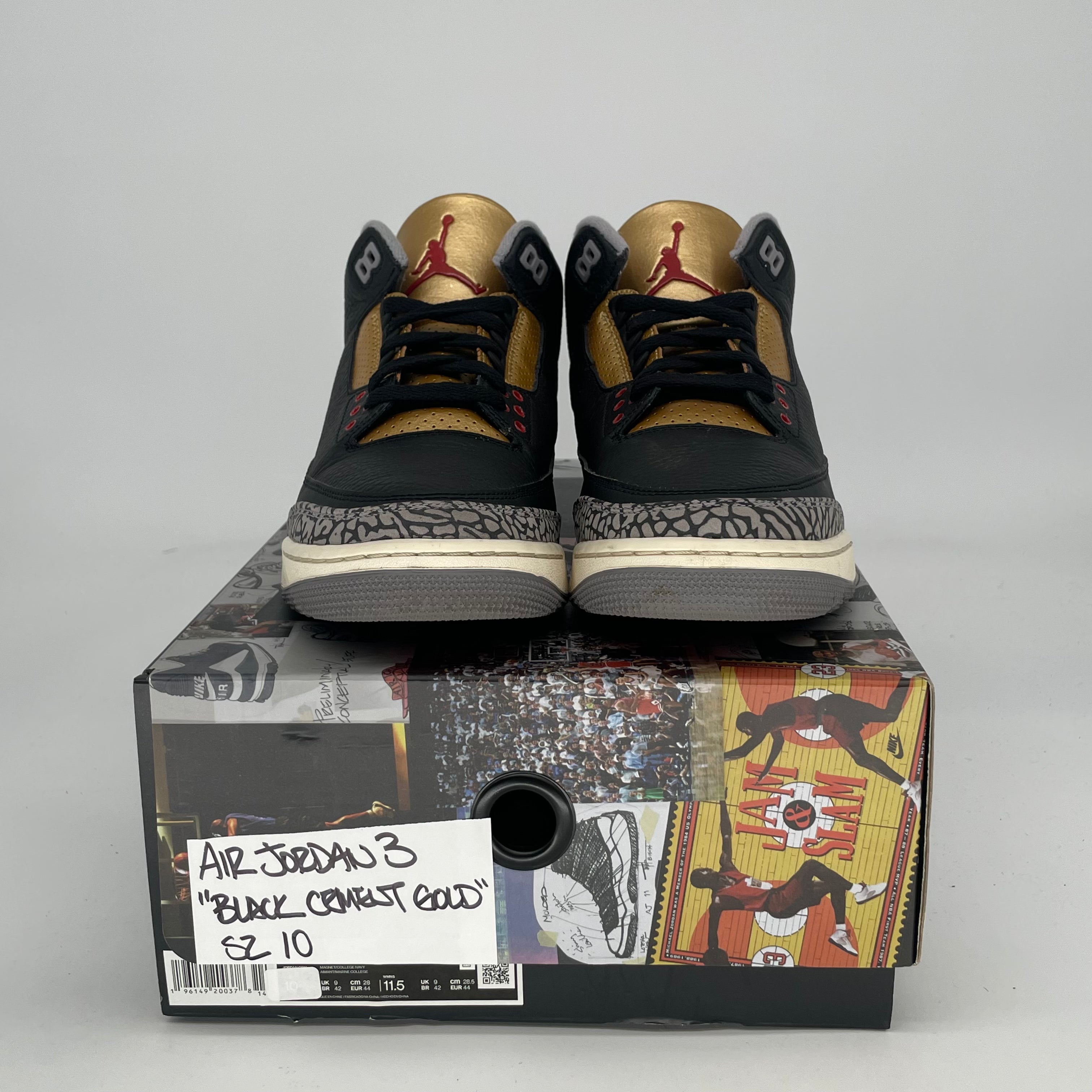 AIR JORDAN 3 BLACK CEMENT GOLD W CK9246-067 SIZE 10/11.5W