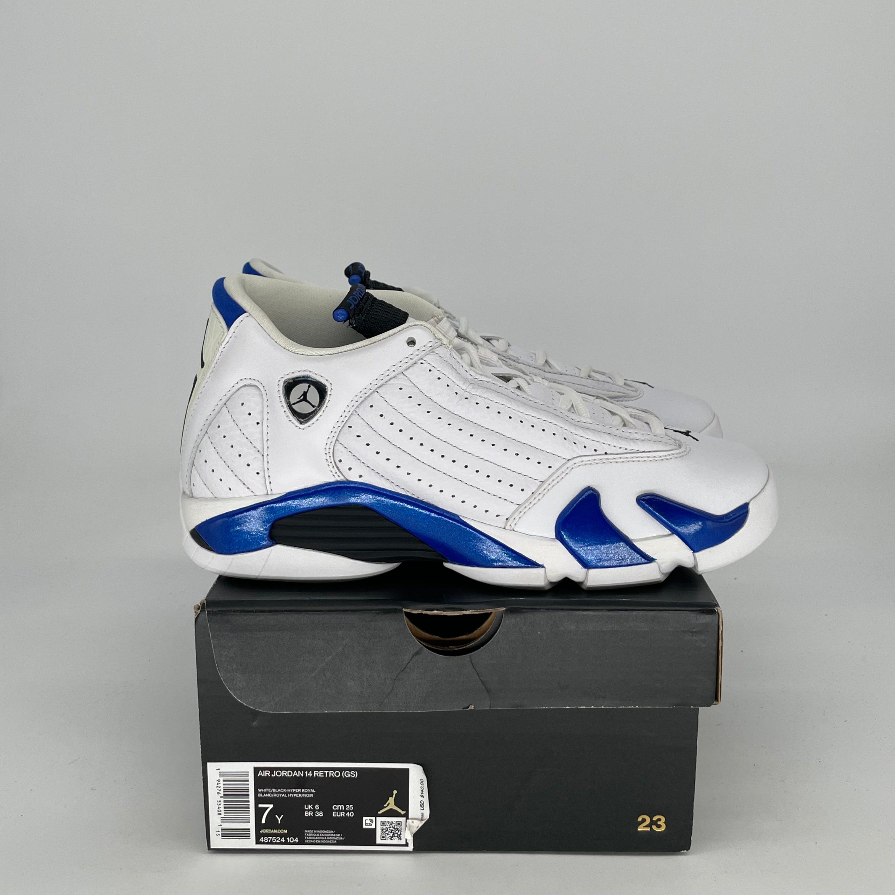 AIR JORDAN 14 WHITE HYPER ROYAL SIZE 7/8.5W 487524-104