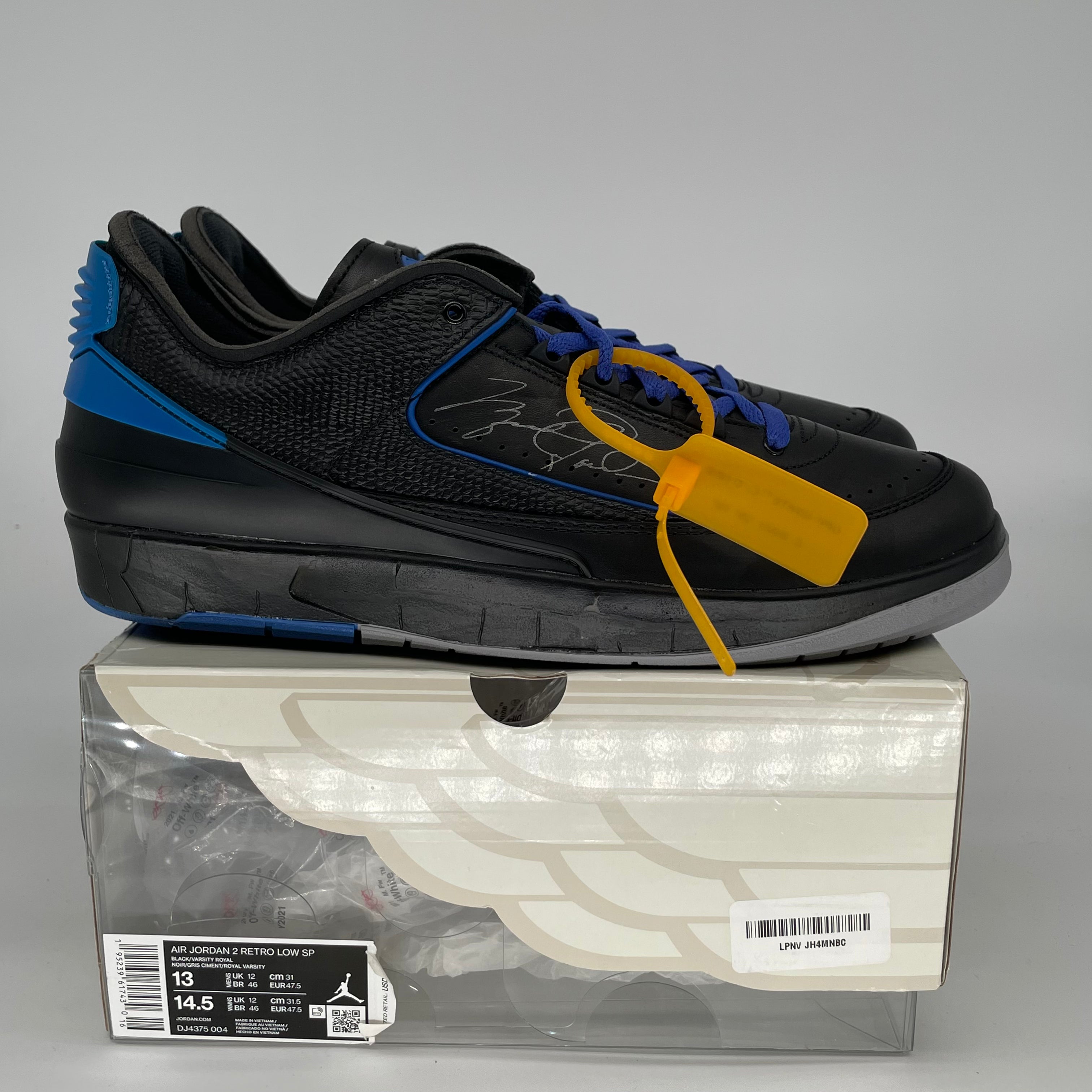 OFF WHITE X AIR JORDAN 2 LOW BLACK BLUE SIZE 13 DJ4375-004