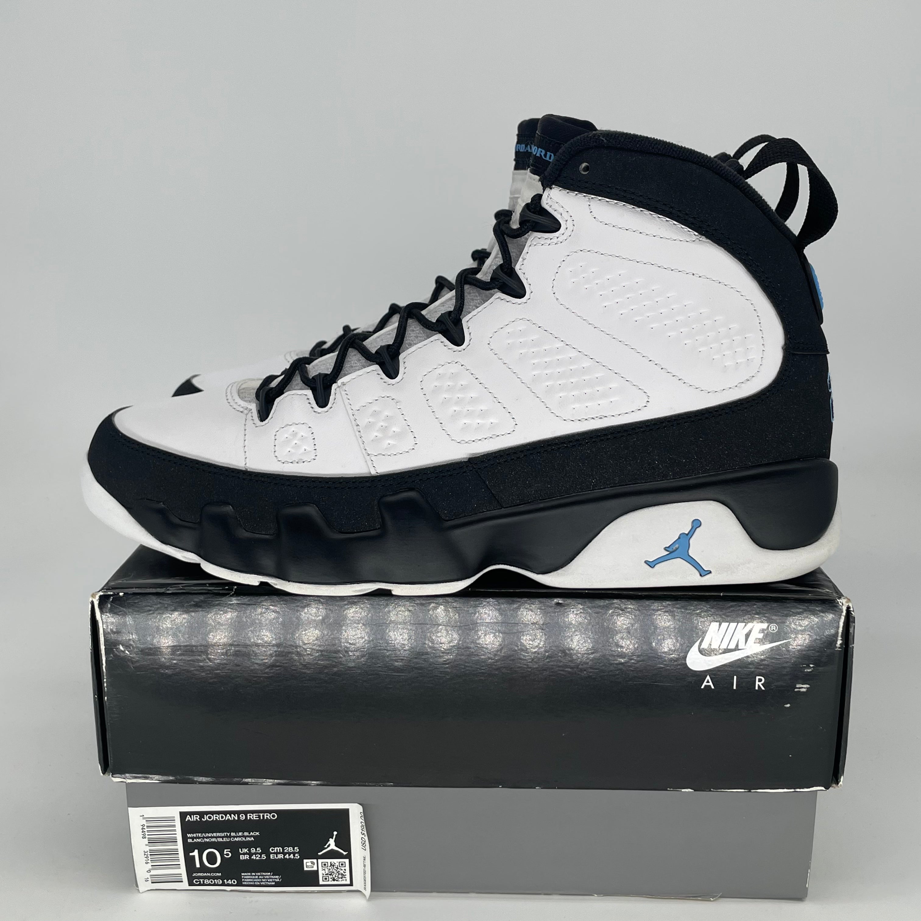 AIR JORDAN 9 UNIVERSITY BLUE CT8019-140 SIZE 10.5/12W