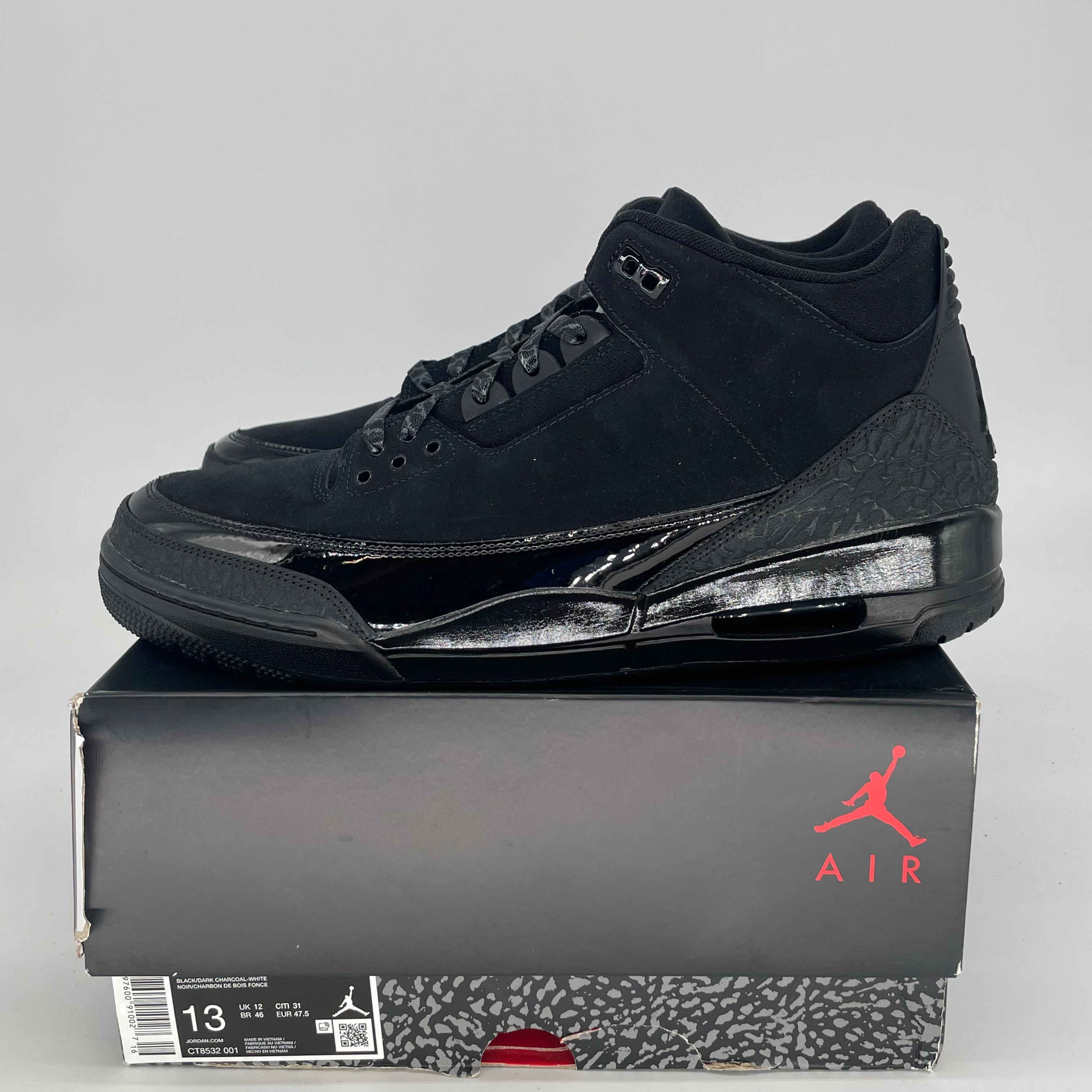 AIR JORDAN 3 BLACK CAT CT8532-001 SIZE 13/14.5W