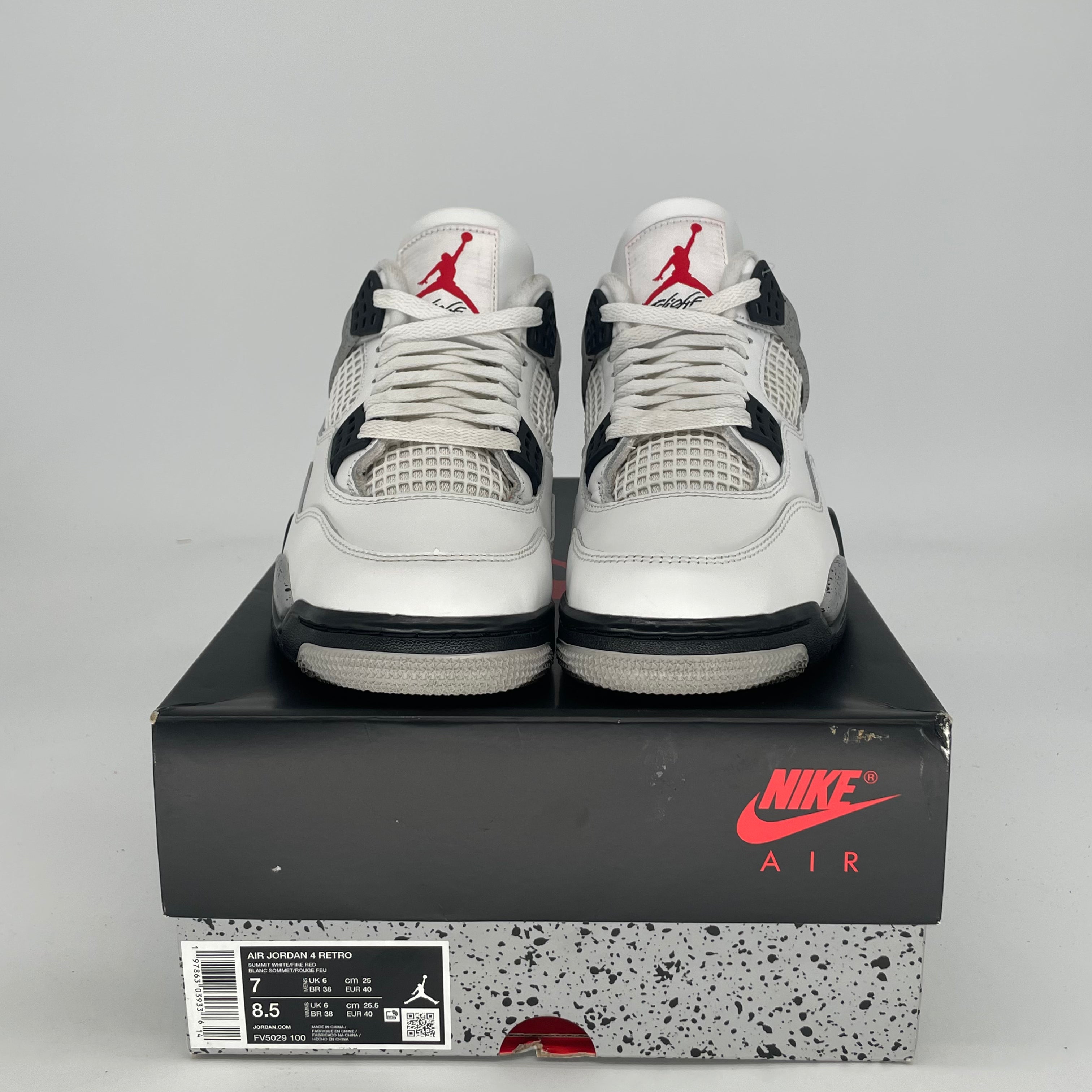 AIR JORDAN 4 WHITE CEMENT FV5029-100 SIZE 7/8.5W