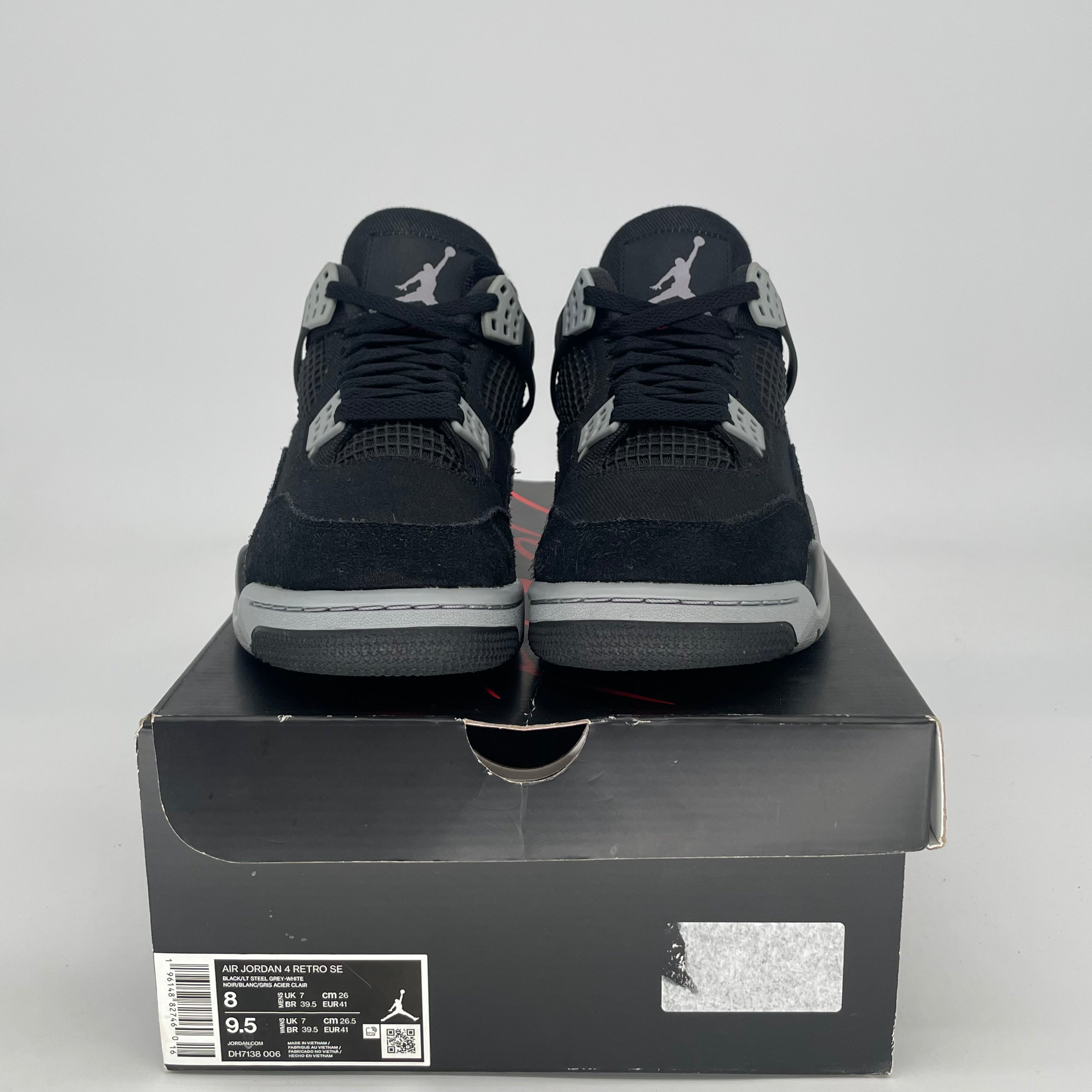 AIR JORDAN 4 BLACK CANVAS DH7138-006 SIZE 8/9.5W