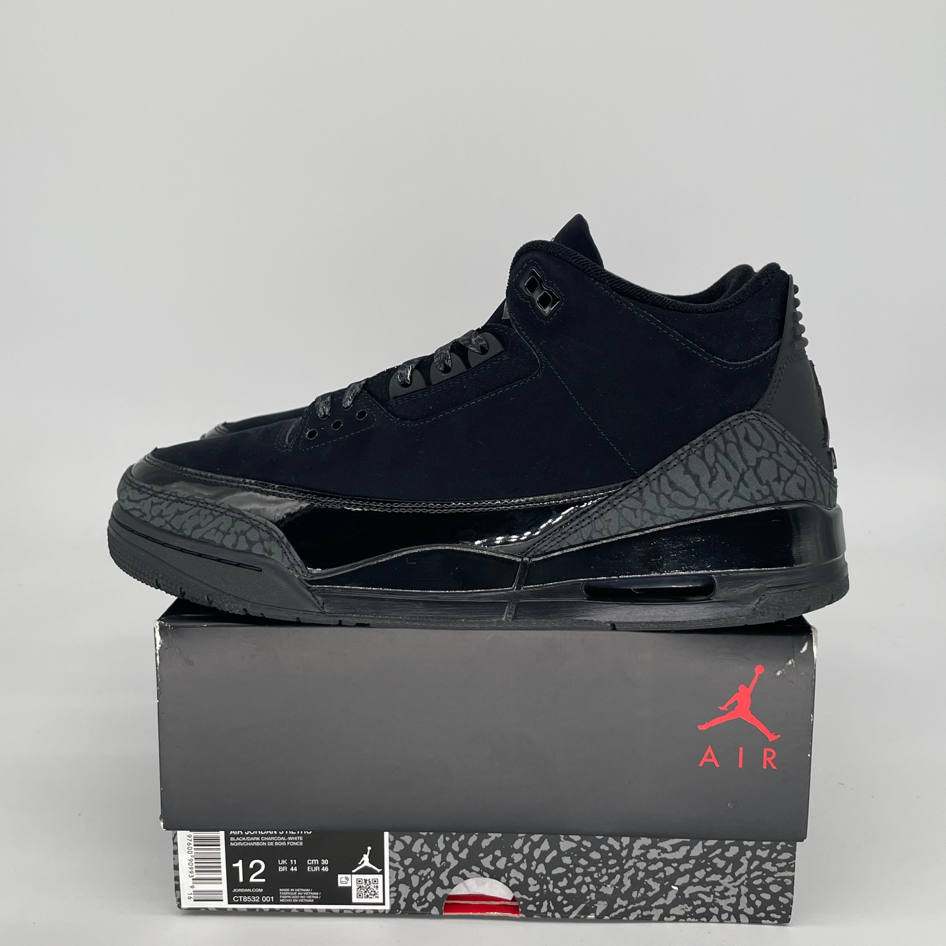 AIR JORDAN 3 BLACK CAT CT8532-001 SIZE 12/13.5W