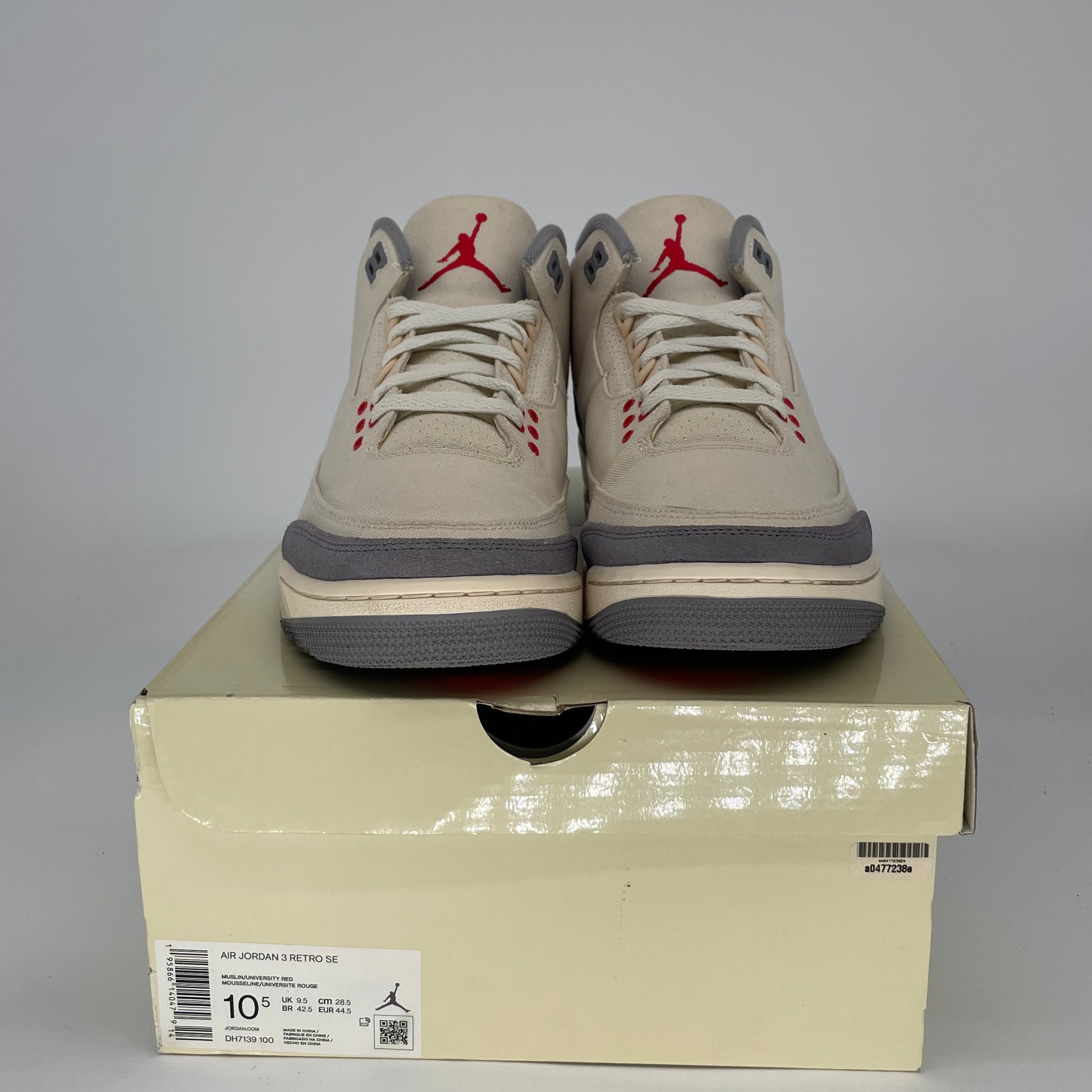 AIR JORDAN 3 MUSLIN DH7139-100 SIZE 10.5/12W