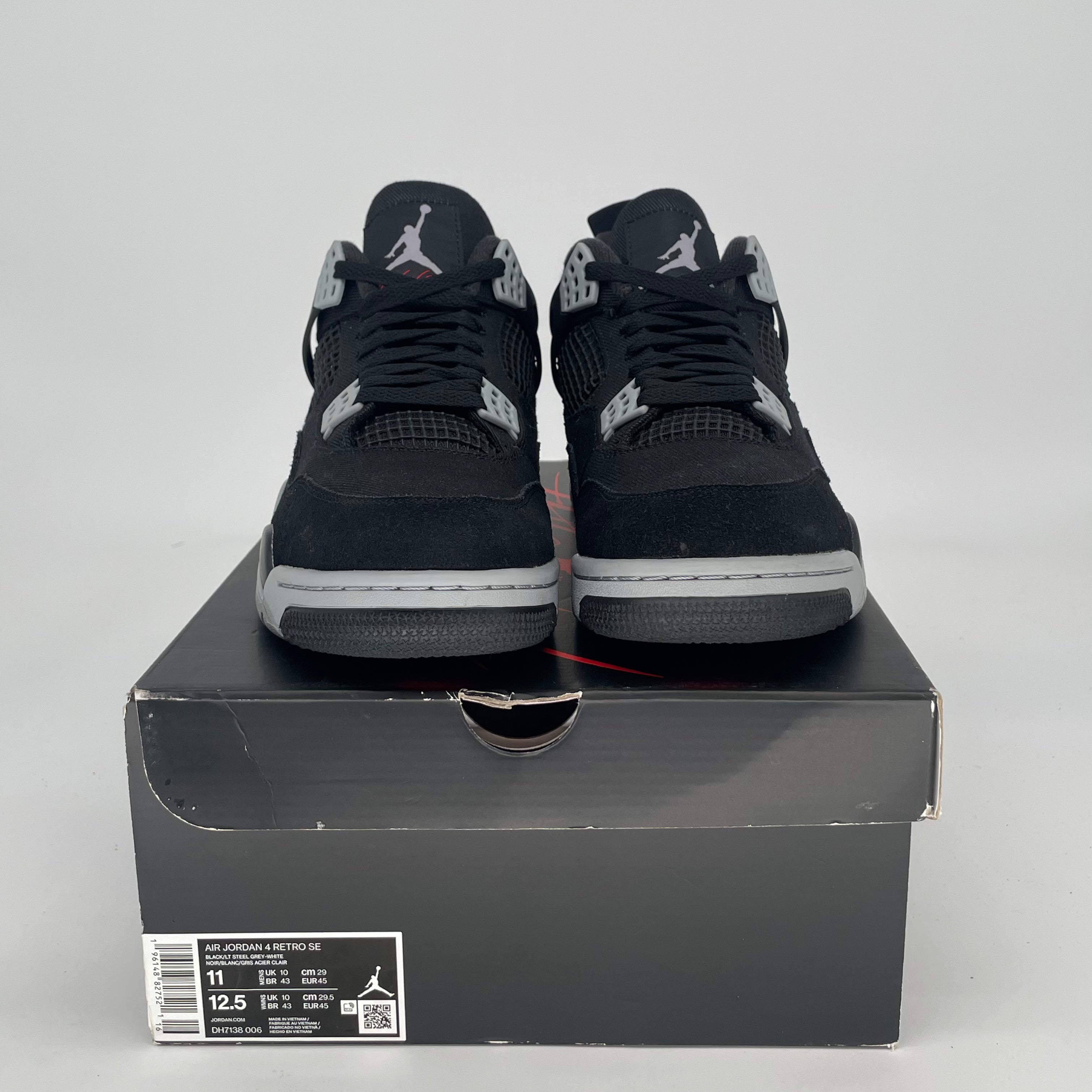 AIR JORDAN 4 BLACK CANVAS DH7138-006 SIZE 11/12.5W