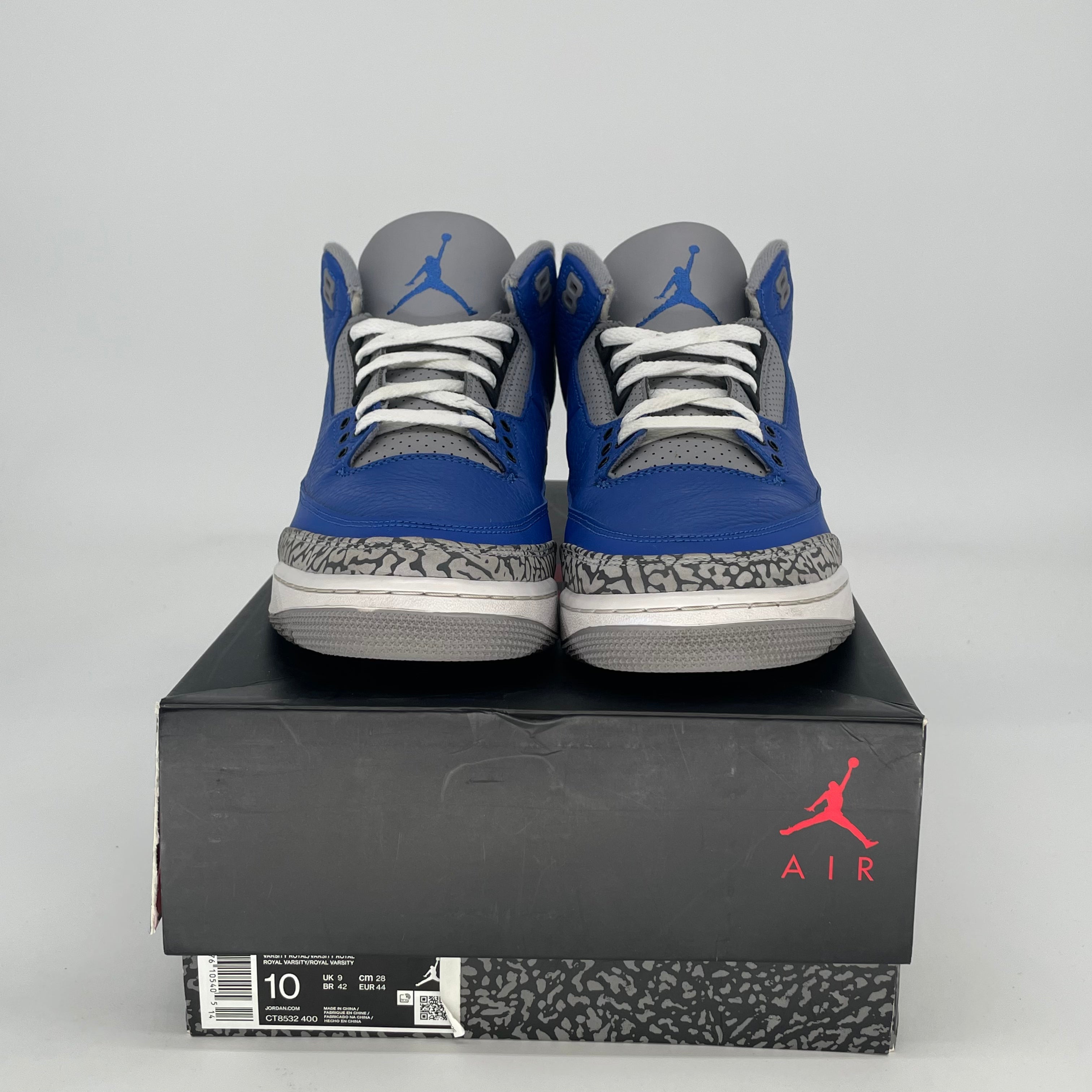 AIR JORDAN 3 VARSITY ROYAL CEMENT CT8532-400 SIZE 10/11.5W
