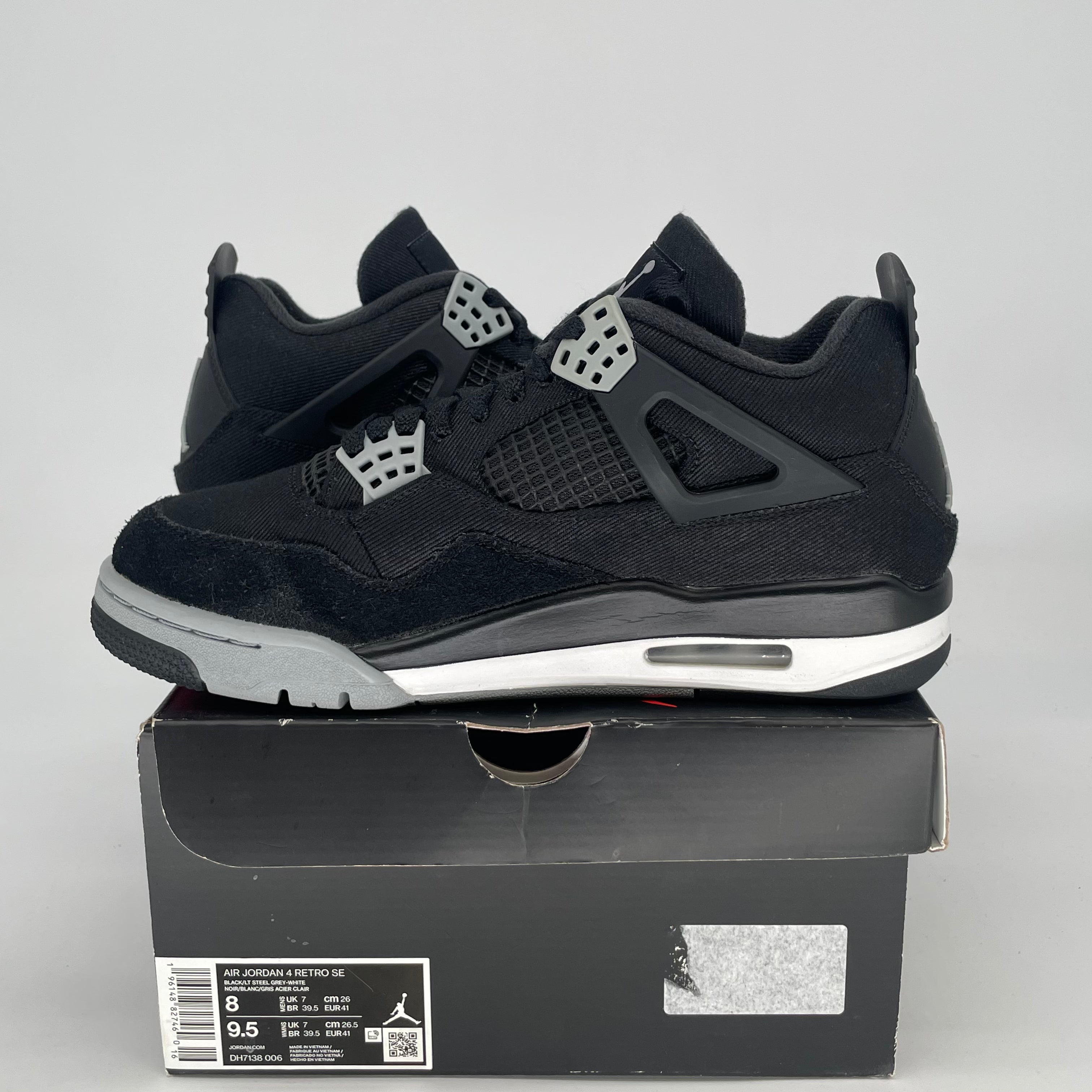 AIR JORDAN 4 BLACK CANVAS DH7138-006 SIZE 8/9.5W
