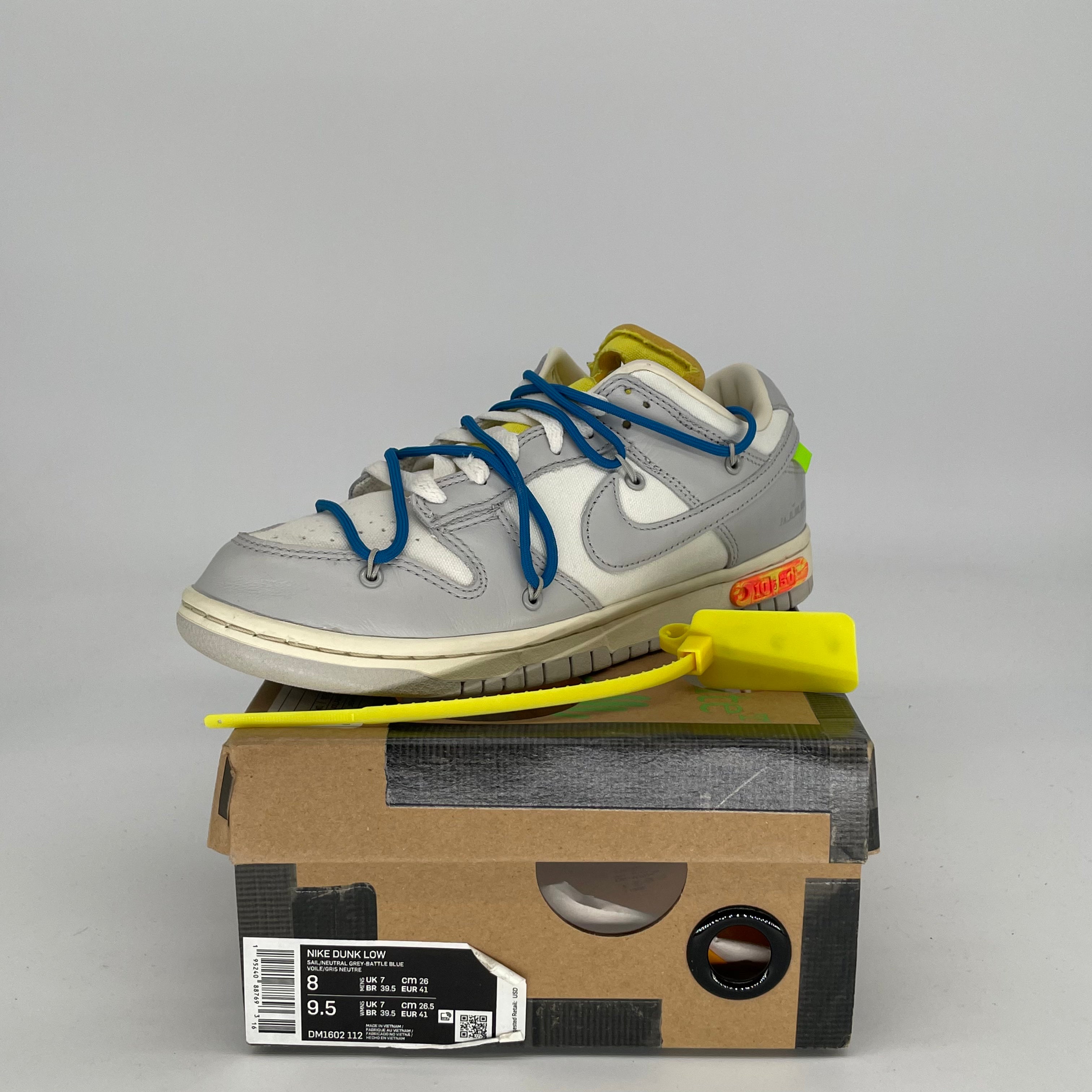 OFF WHITE X NIKE DUNK LOW LOT 10 SIZE 8/9.5W DM1602-112