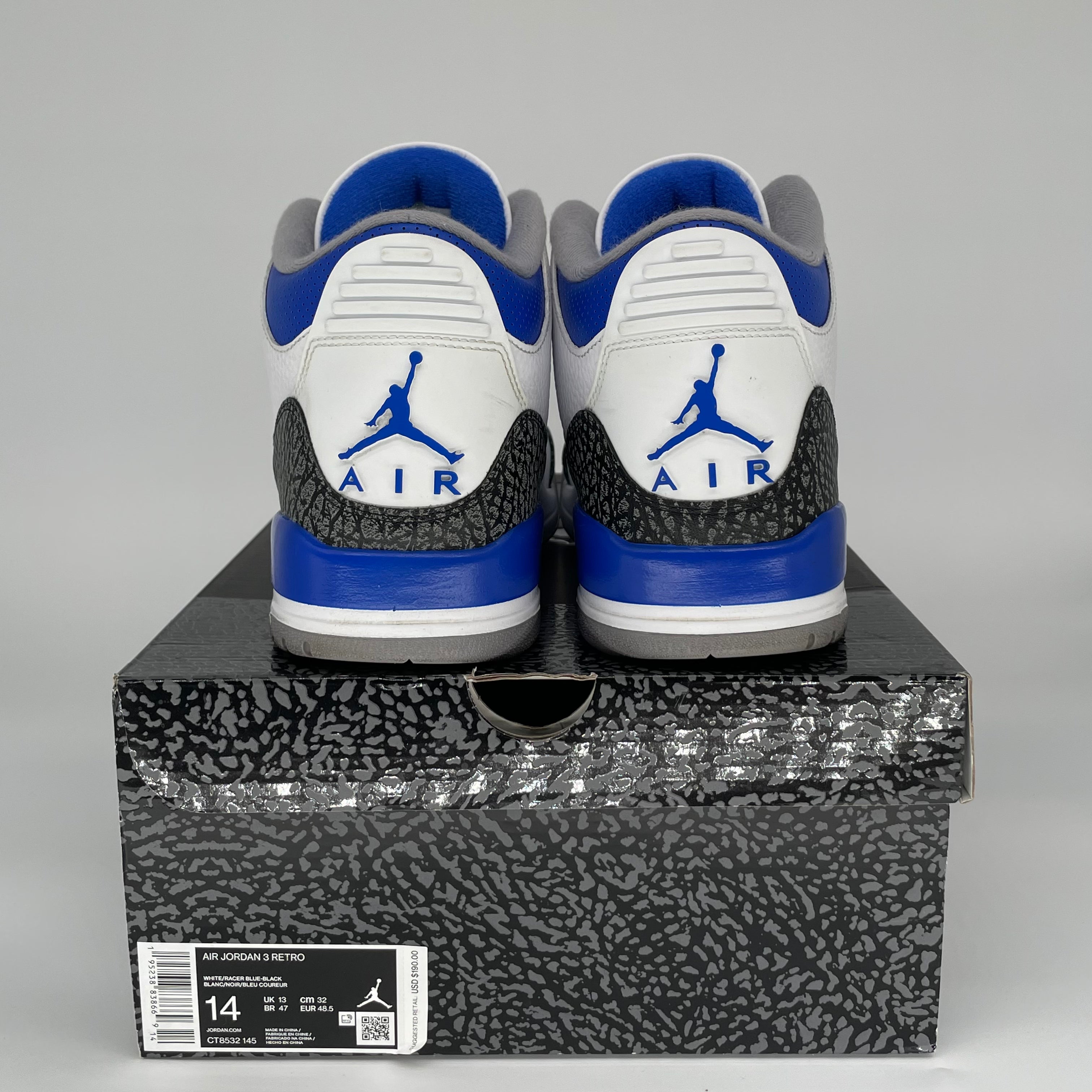 AIR JORDAN 3 RACER BLUE SIZE 14 CT8532-145