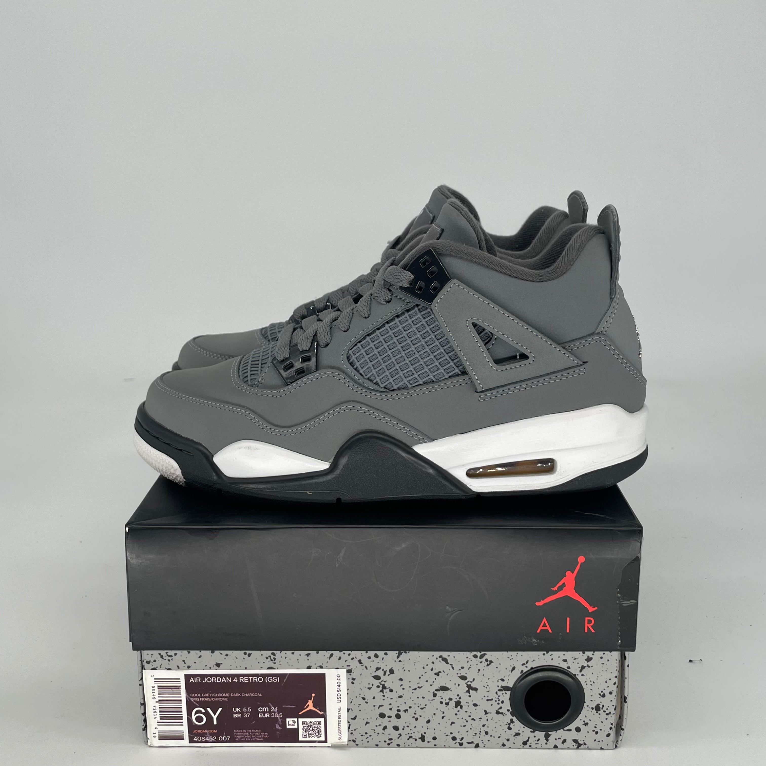 AIR JORDAN 4 COOL GREY 408452-007 SIZE 6/7.5W