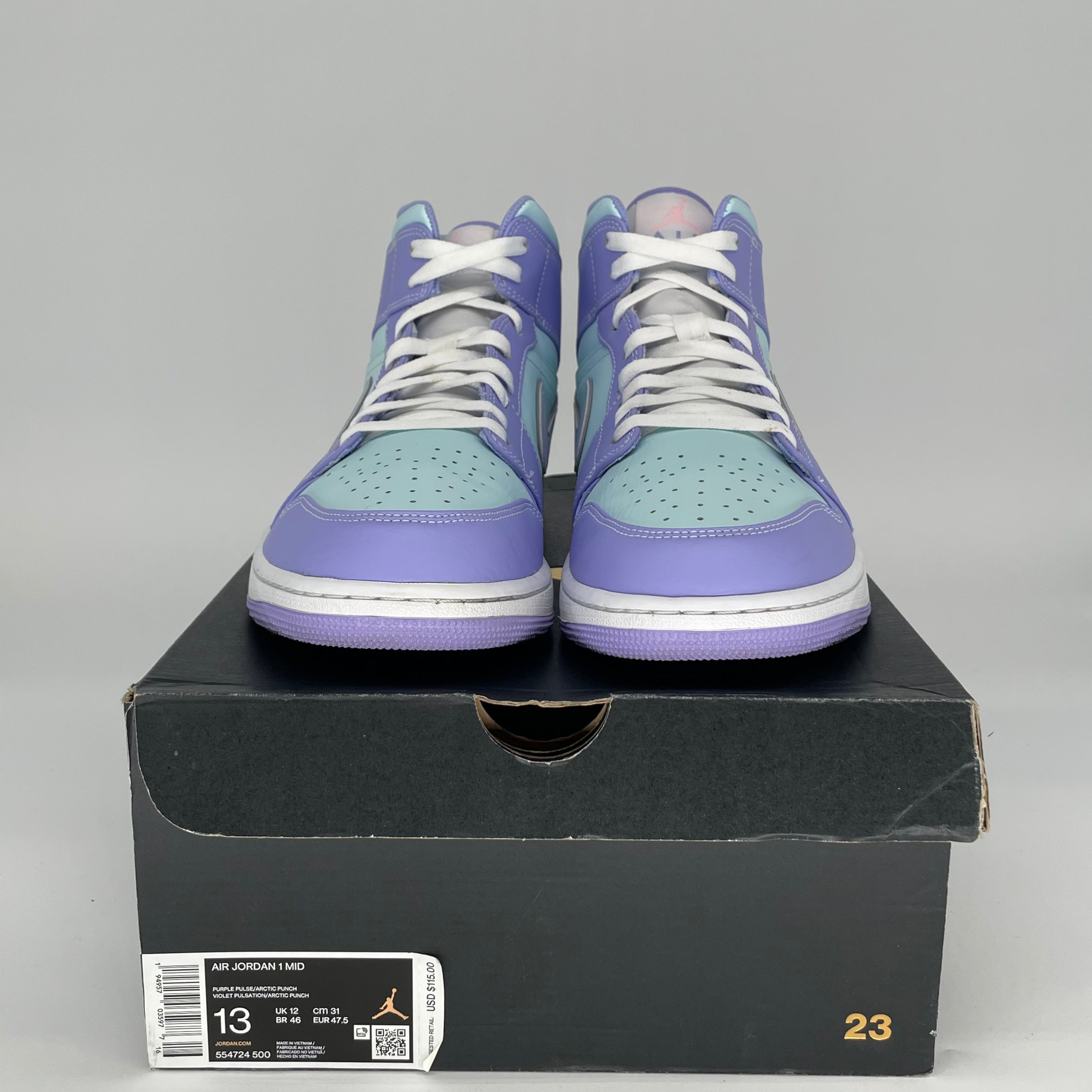 AIR JORDAN 1 MID PURPLE AQUA SIZE 13 554724-500