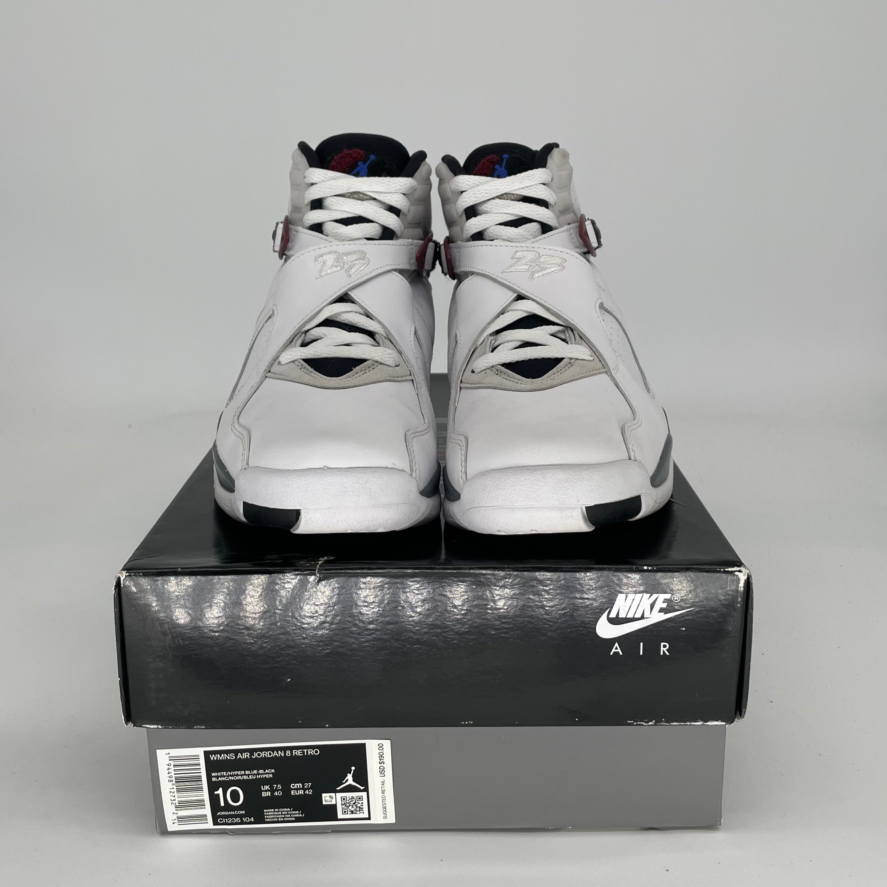 AIR JORDAN 8 WHITE BURGUNDY W SIZE 8.5/10W CI1236-104