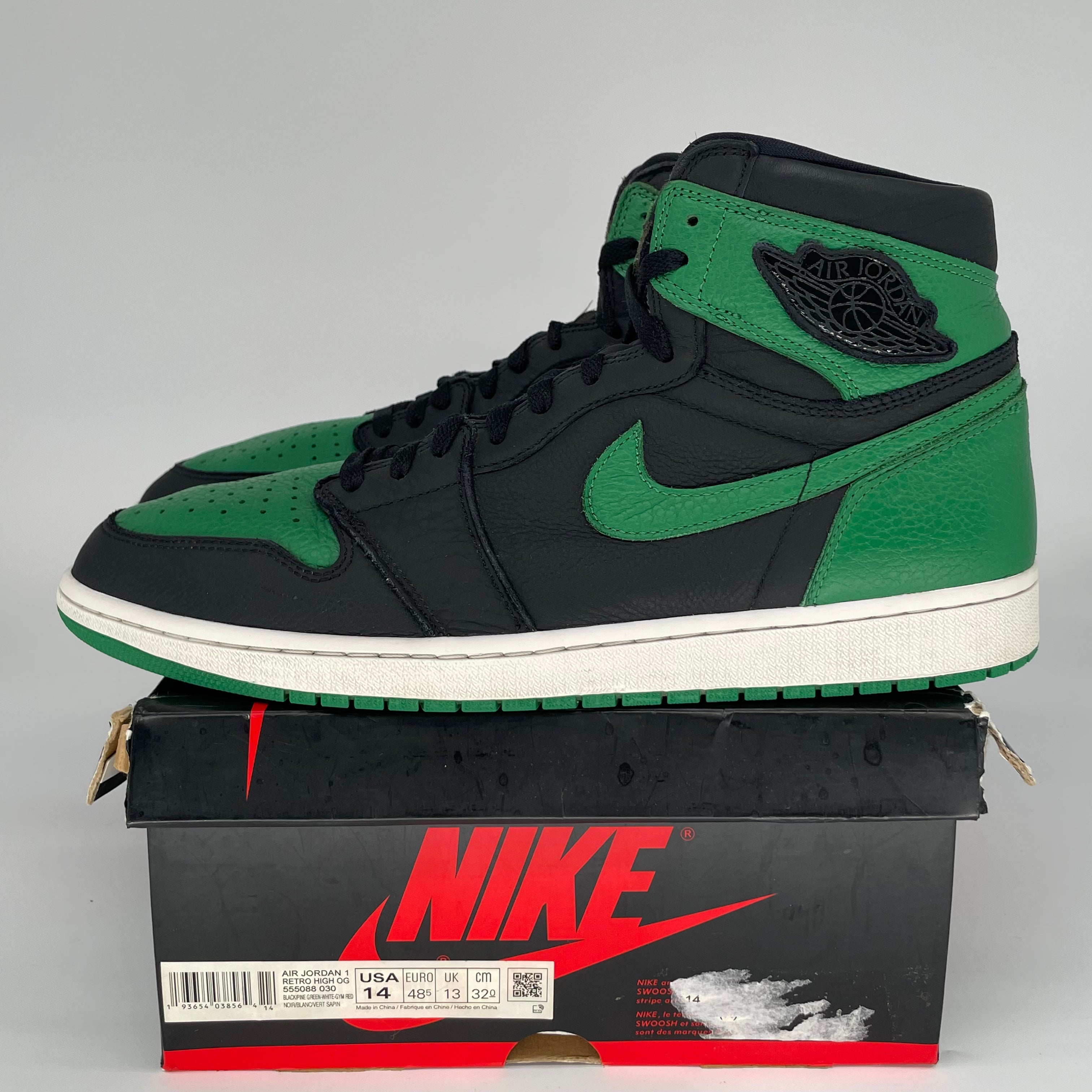 AIR JORDAN 1 PINE GREEN BLACK SIZE 14 555088-030