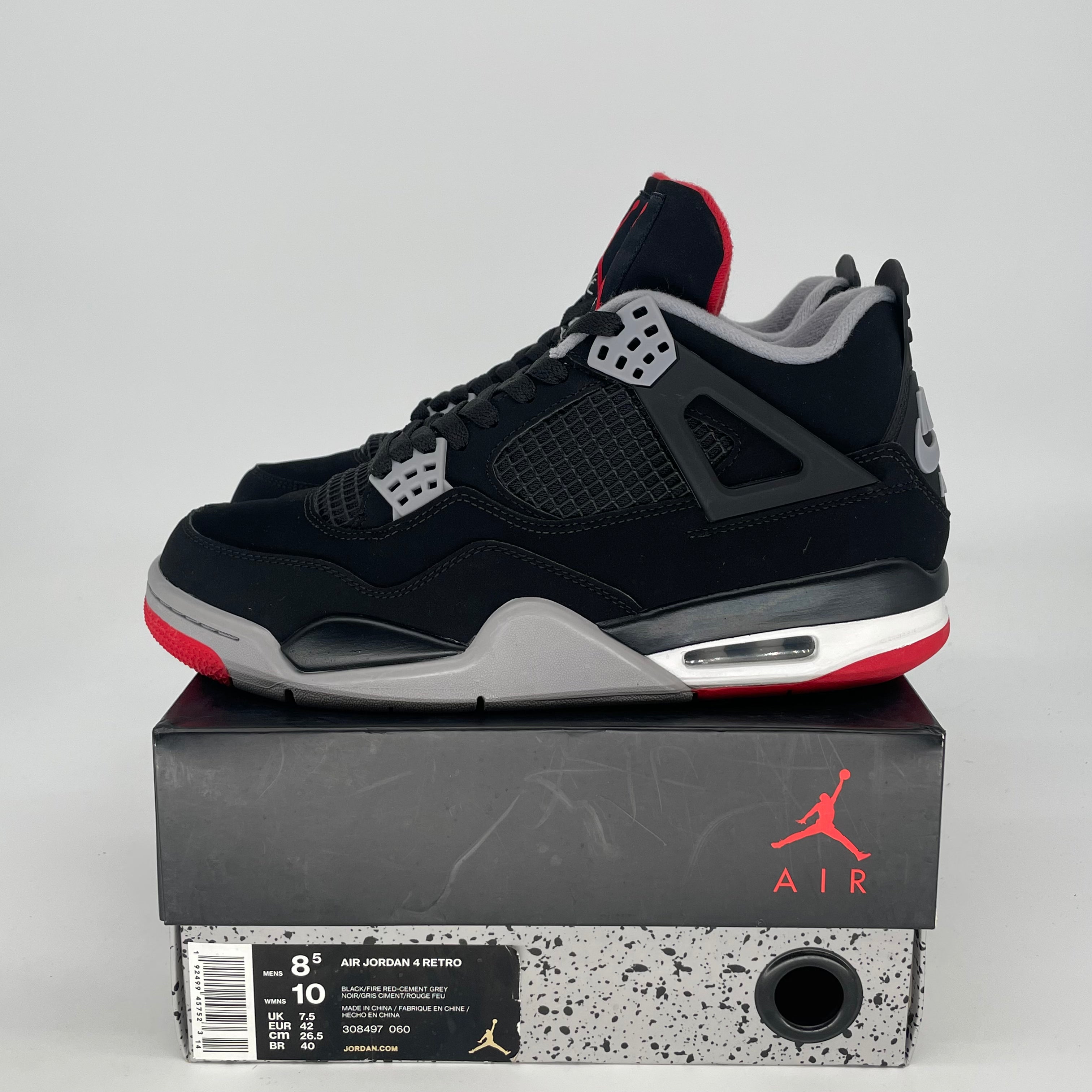 AIR JORDAN 4 BRED 2019 308497-060 SIZE 8.5/10W