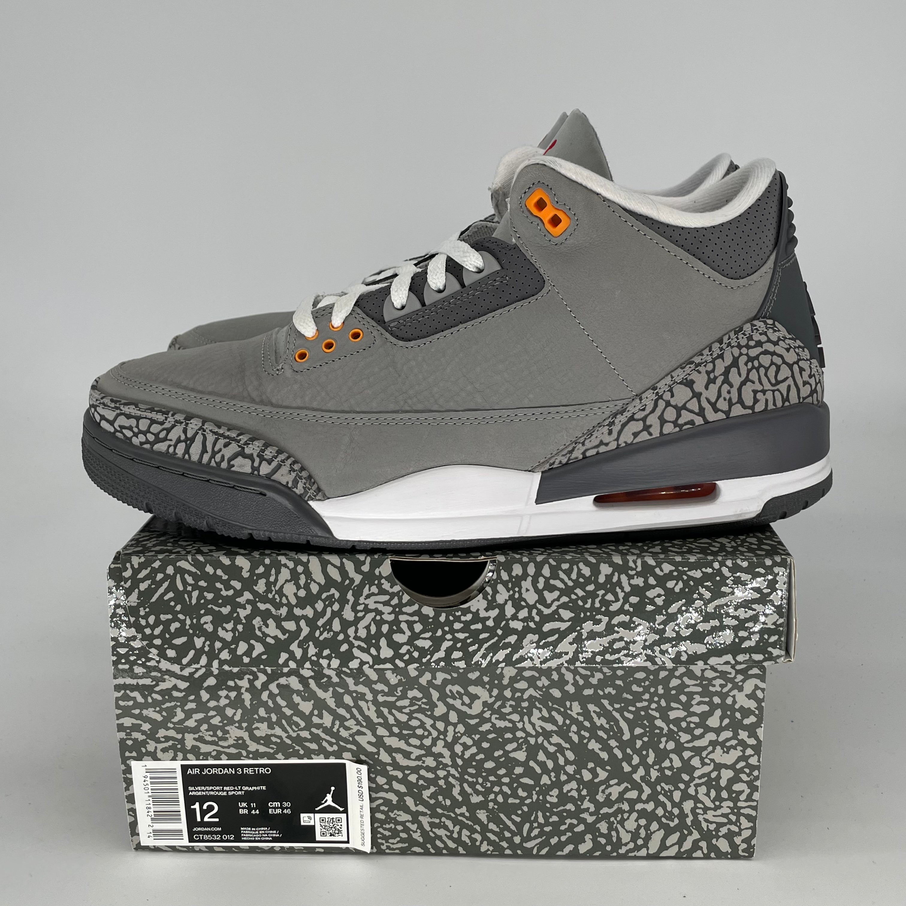 AIR JORDAN 3 COOL GREY SIZE 12/13.5W CT8532-012
