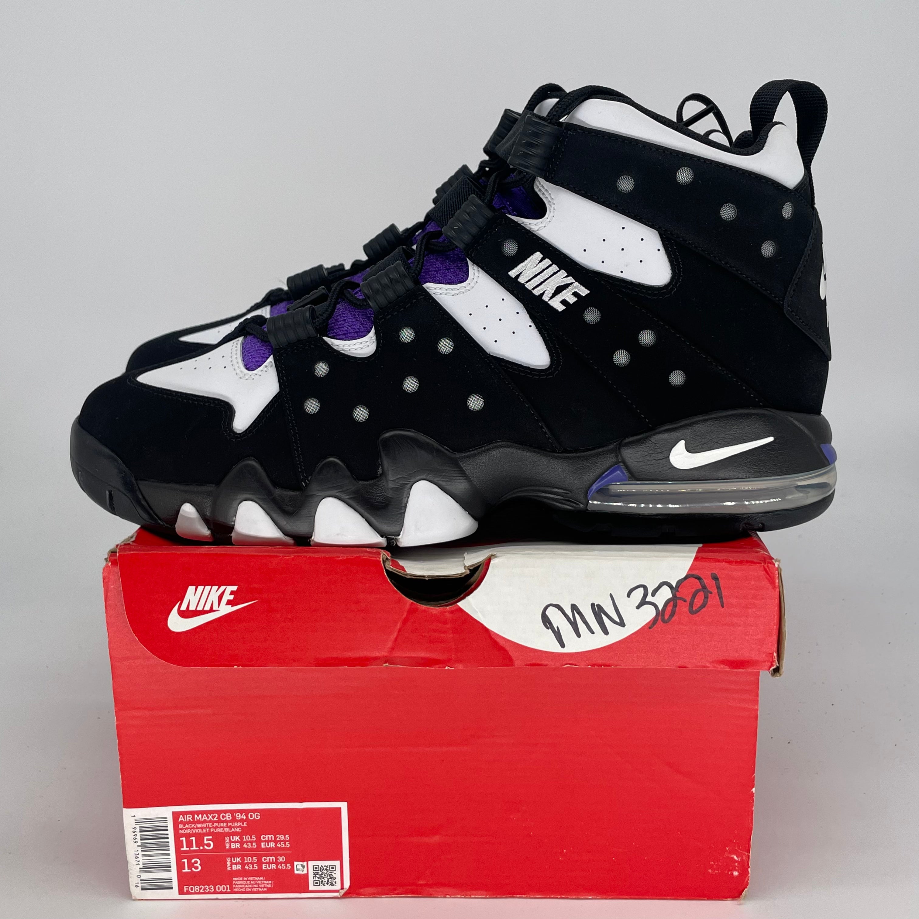 NIKE AIR MAX 2 CB 94 BLACK WHITE PURPLE CZ7871-001 SIZE 11.5/13W