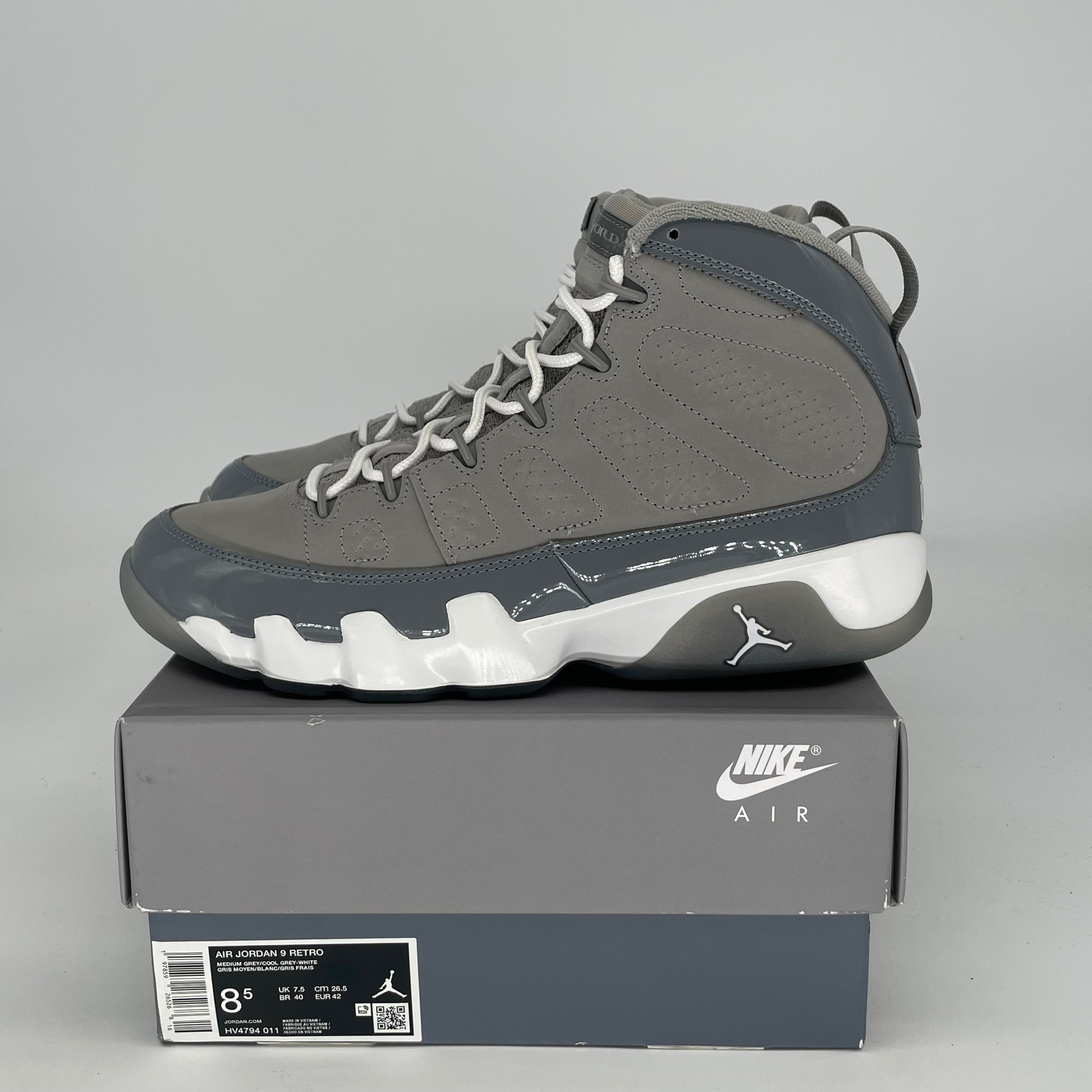 AIR JORDAN 9 COOL GREY HV4794-011 SIZE 8.5/10W