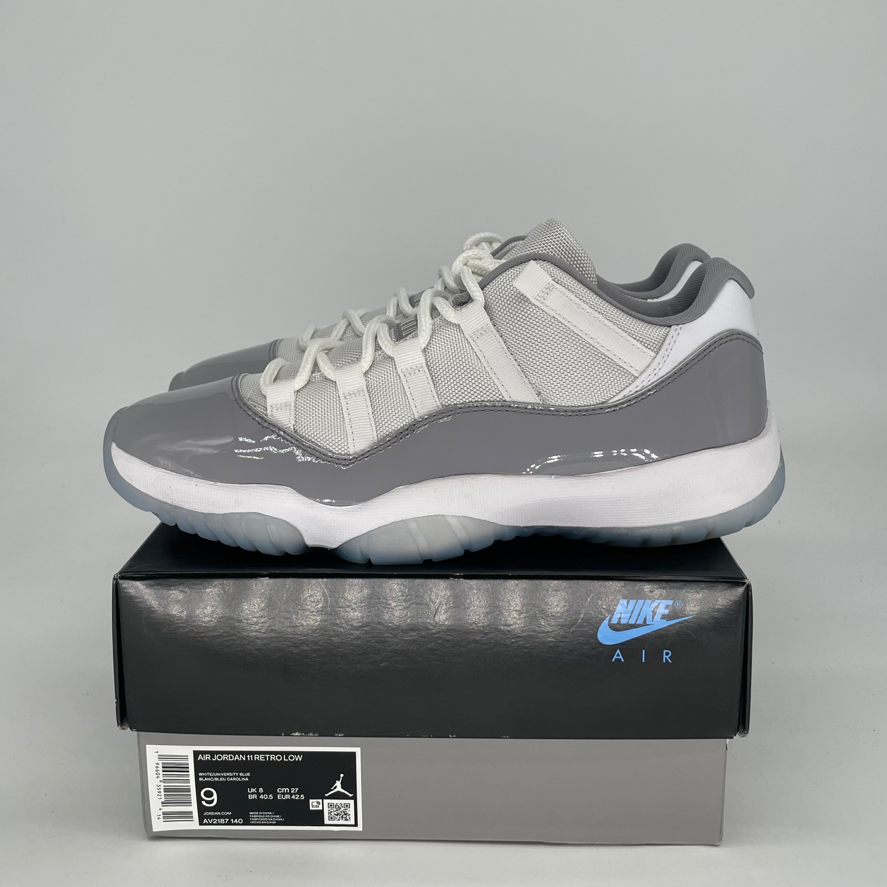 AIR JORDAN 11 LOW CEMENT GREY AV2187-140 SIZE 9/10.5W
