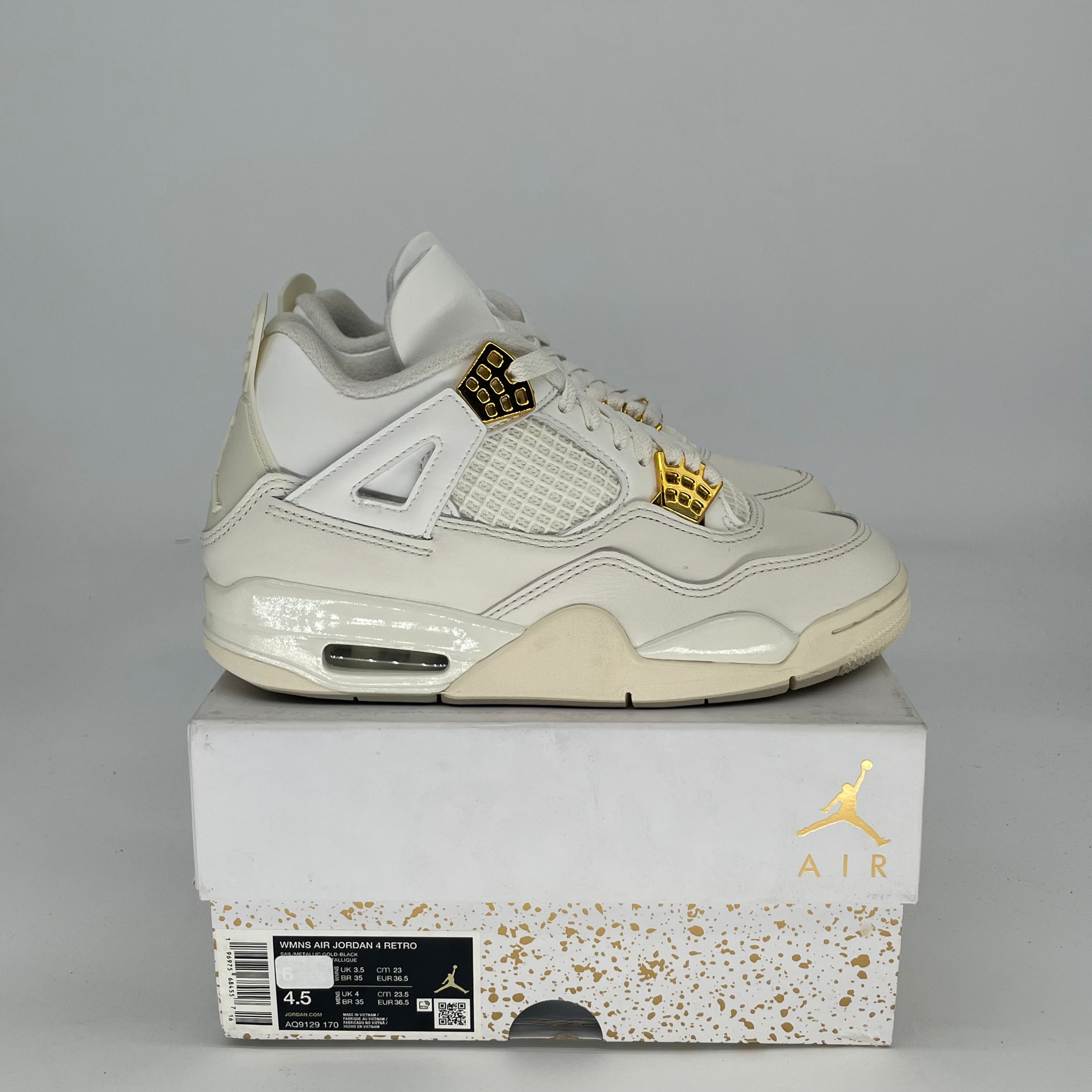 AIR JORDAN 4 METALLIC GOLD W AQ9129-170 SIZE 4.5/6W