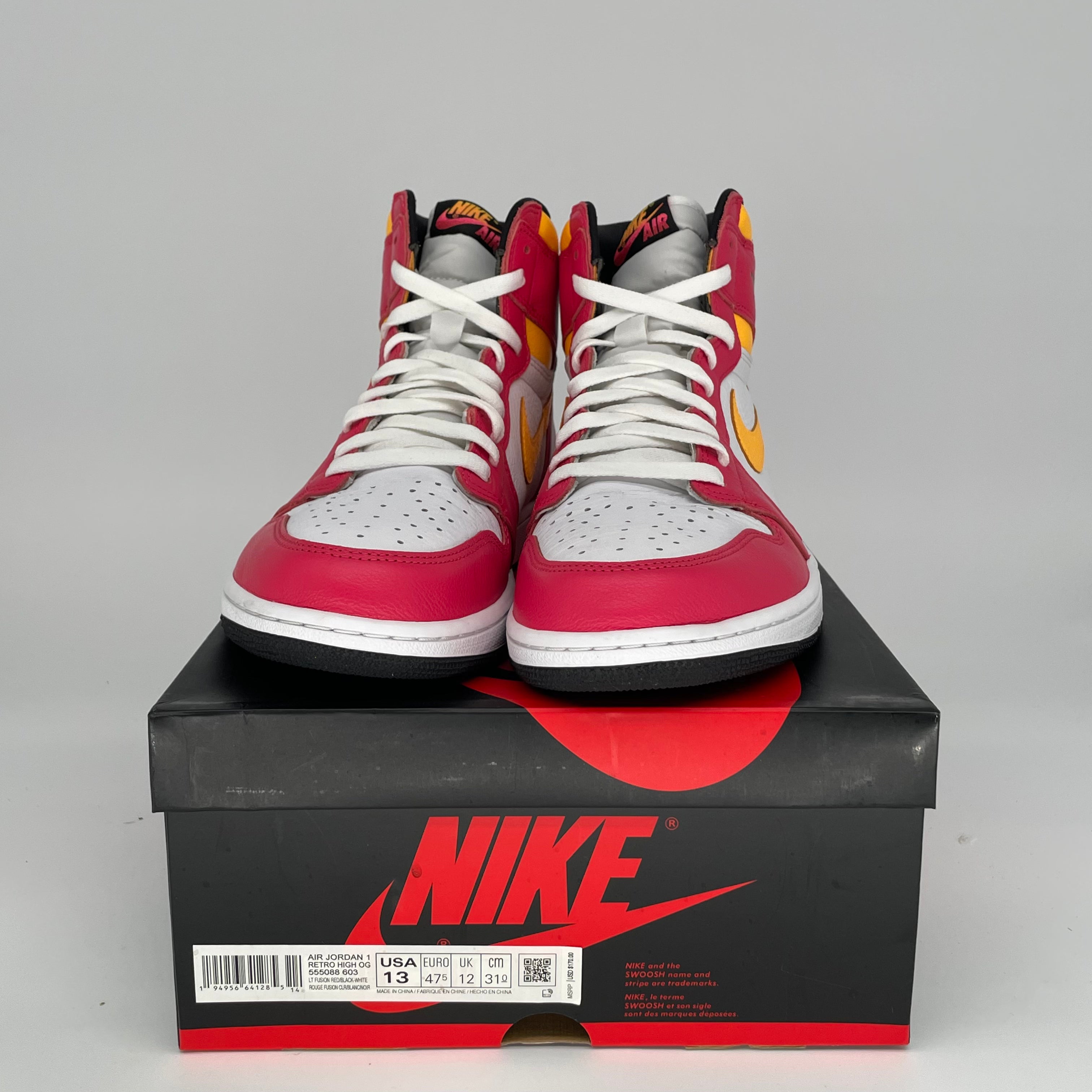 AIR JORDAN 1 LIGHT FUSION RED SIZE 13 555088-603