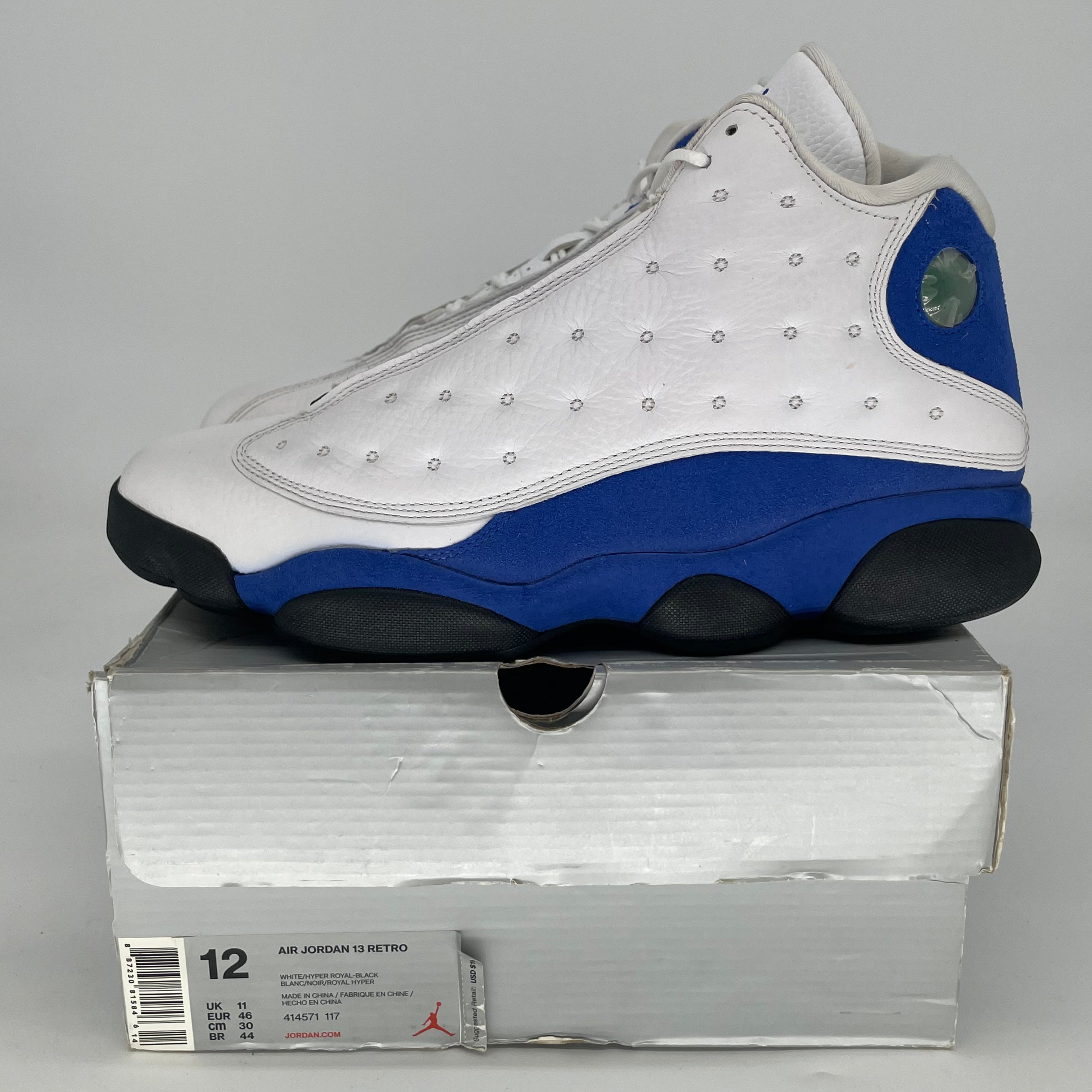 AIR JORDAN 13 WHITE HYPER ROYAL 414571-117 SIZE 12/13.5W