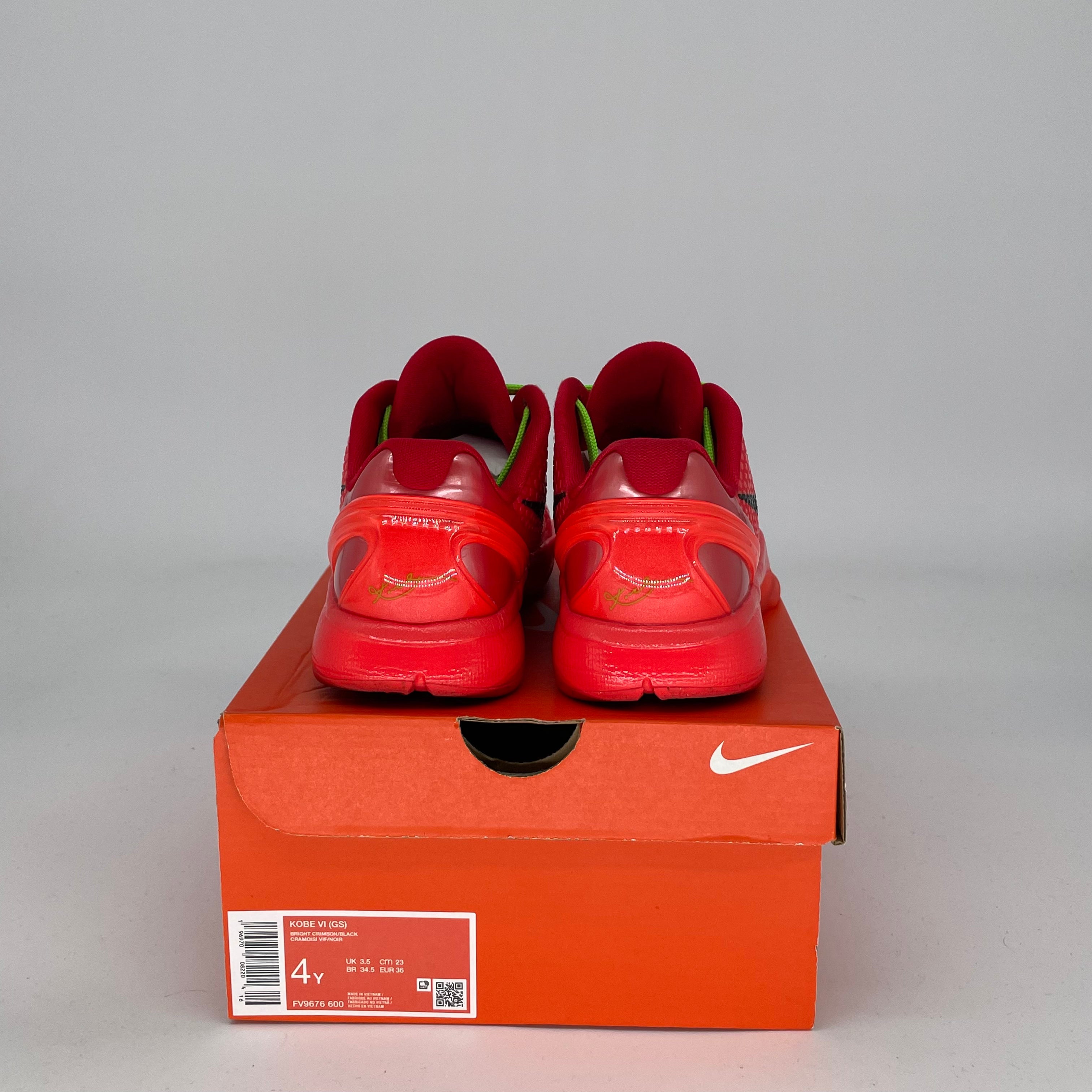 NIKE KOBE 6 REVERSE GRINCH SIZE 4/5.5W FV9676-600