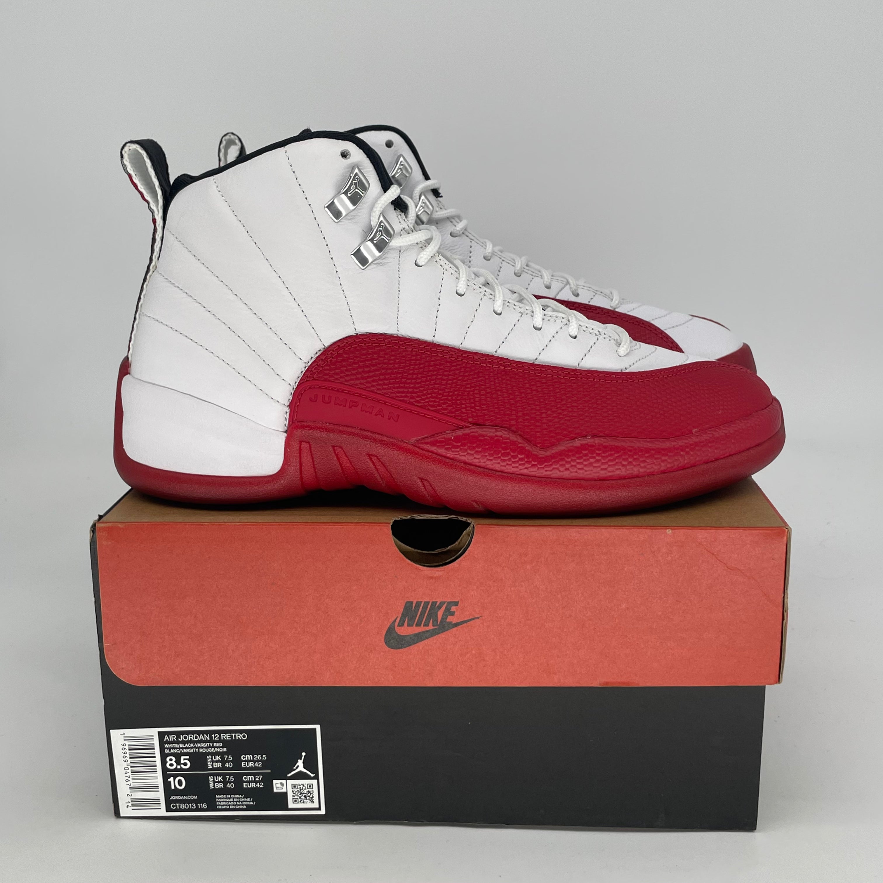 AIR JORDAN 12 CHERRY CT8013-116 SIZE 8.5/10W