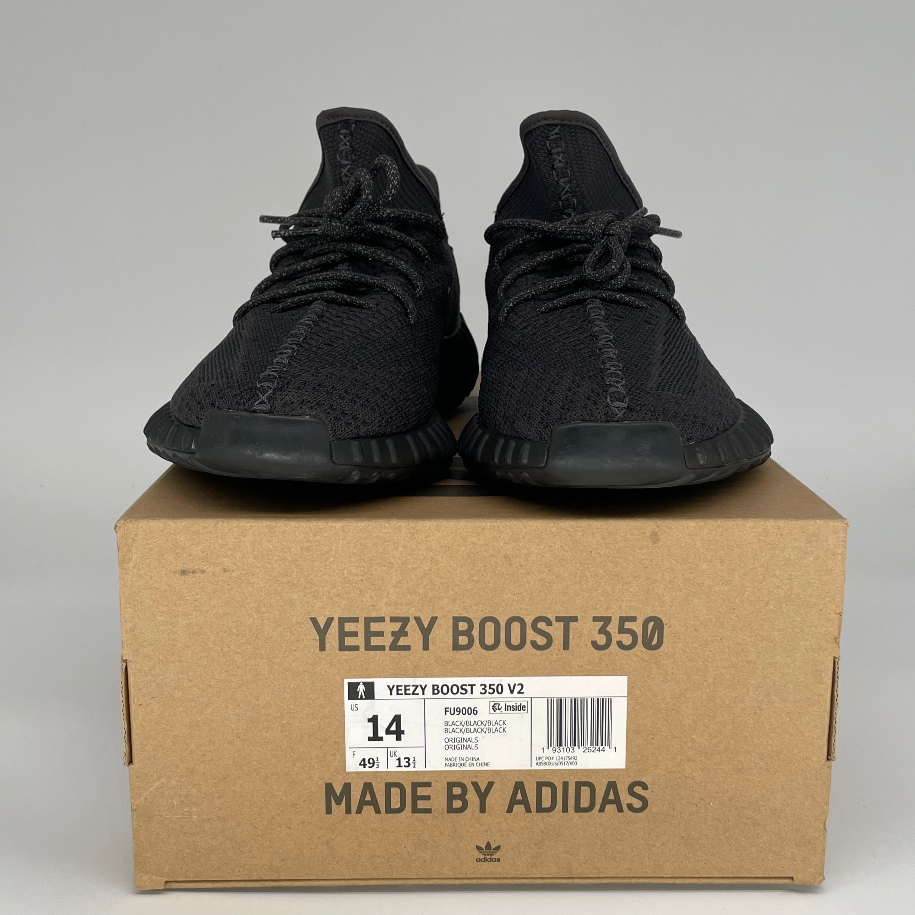 ADIDAS YEEZY 350 V2 BLACK NON-REFLECTIVE SIZE 14 FU9006