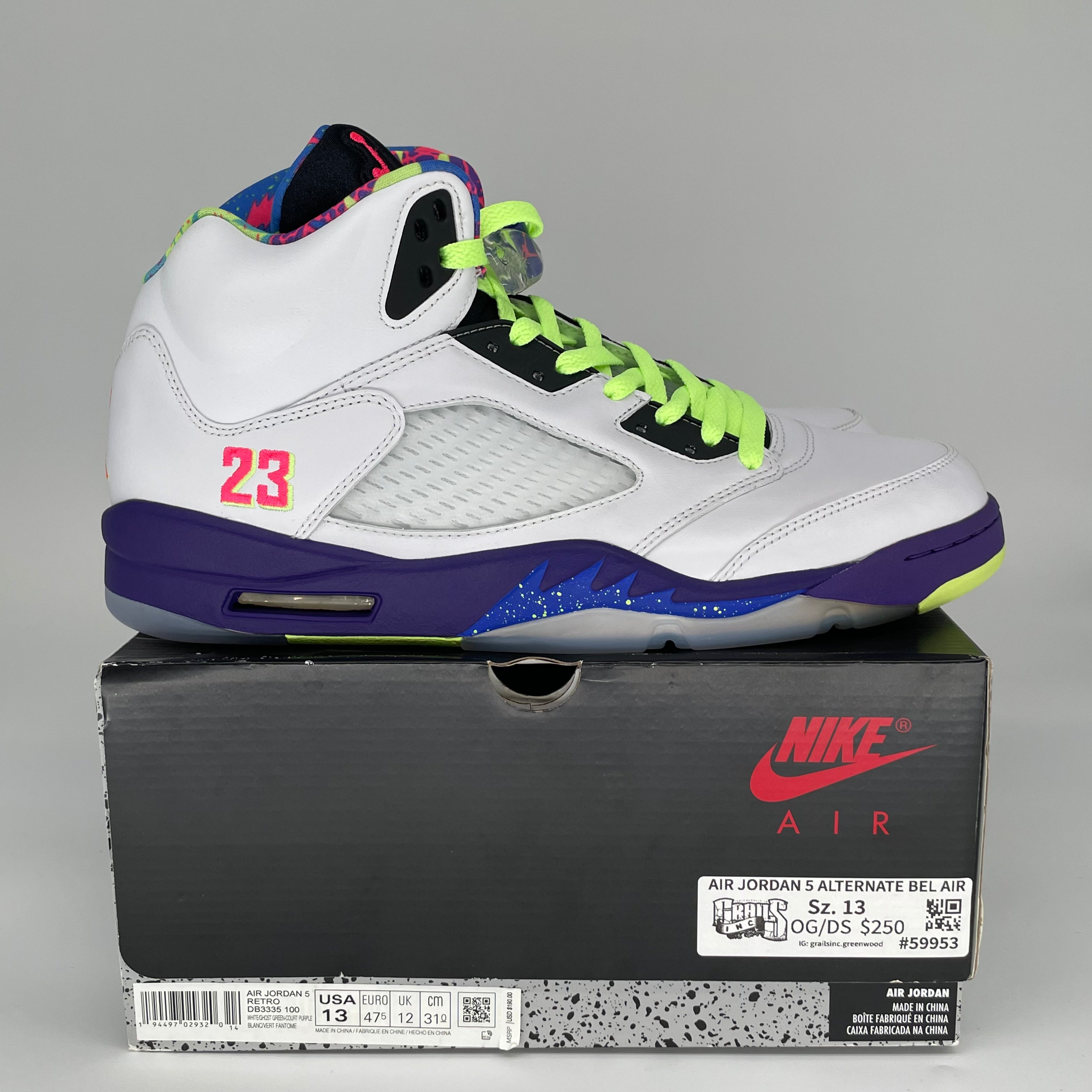 AIR JORDAN 5 ALTERNATE BEL AIR SIZE 13 DB3335-100