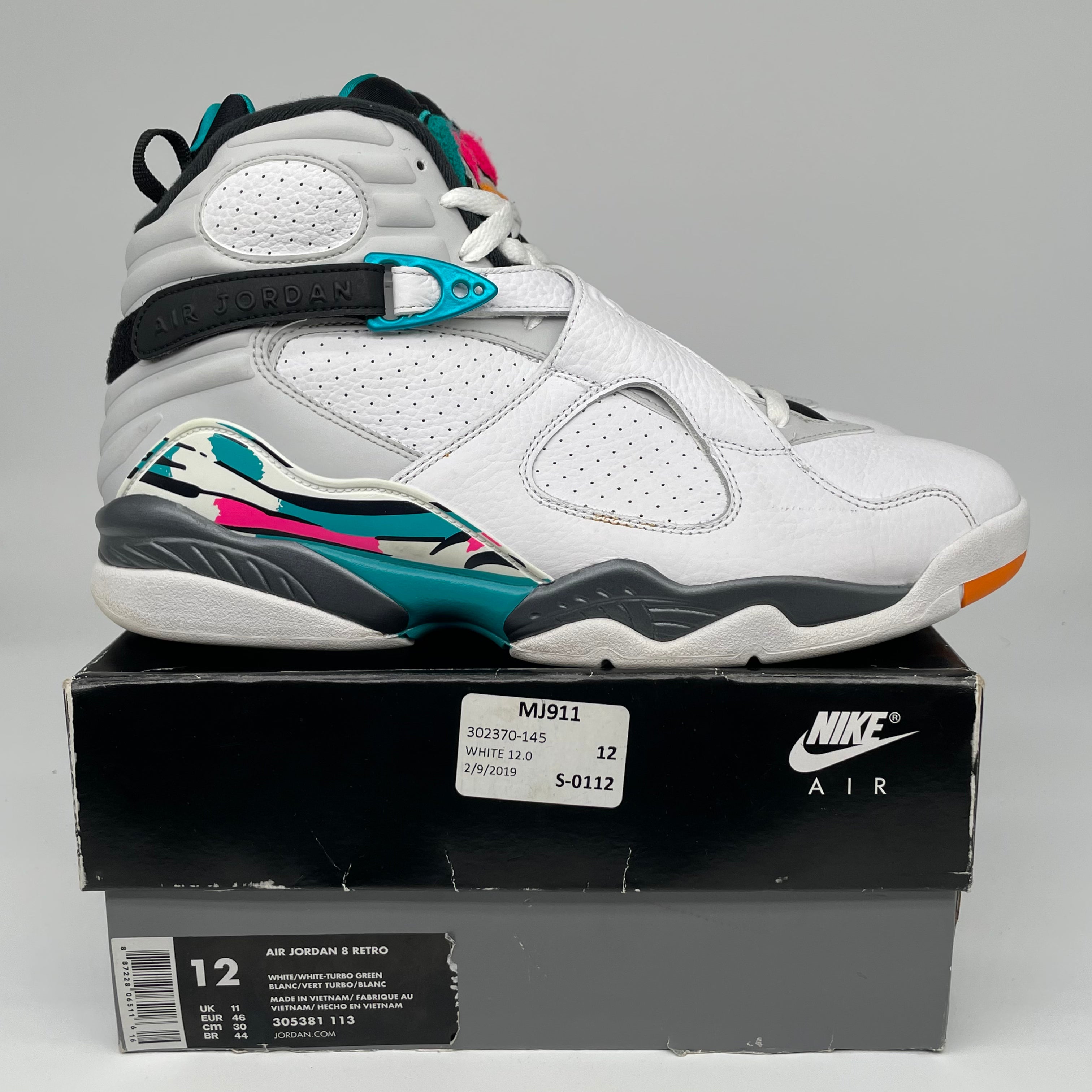 AIR JORDAN 8 SOUTH BEACH SIZE 12 305381-113