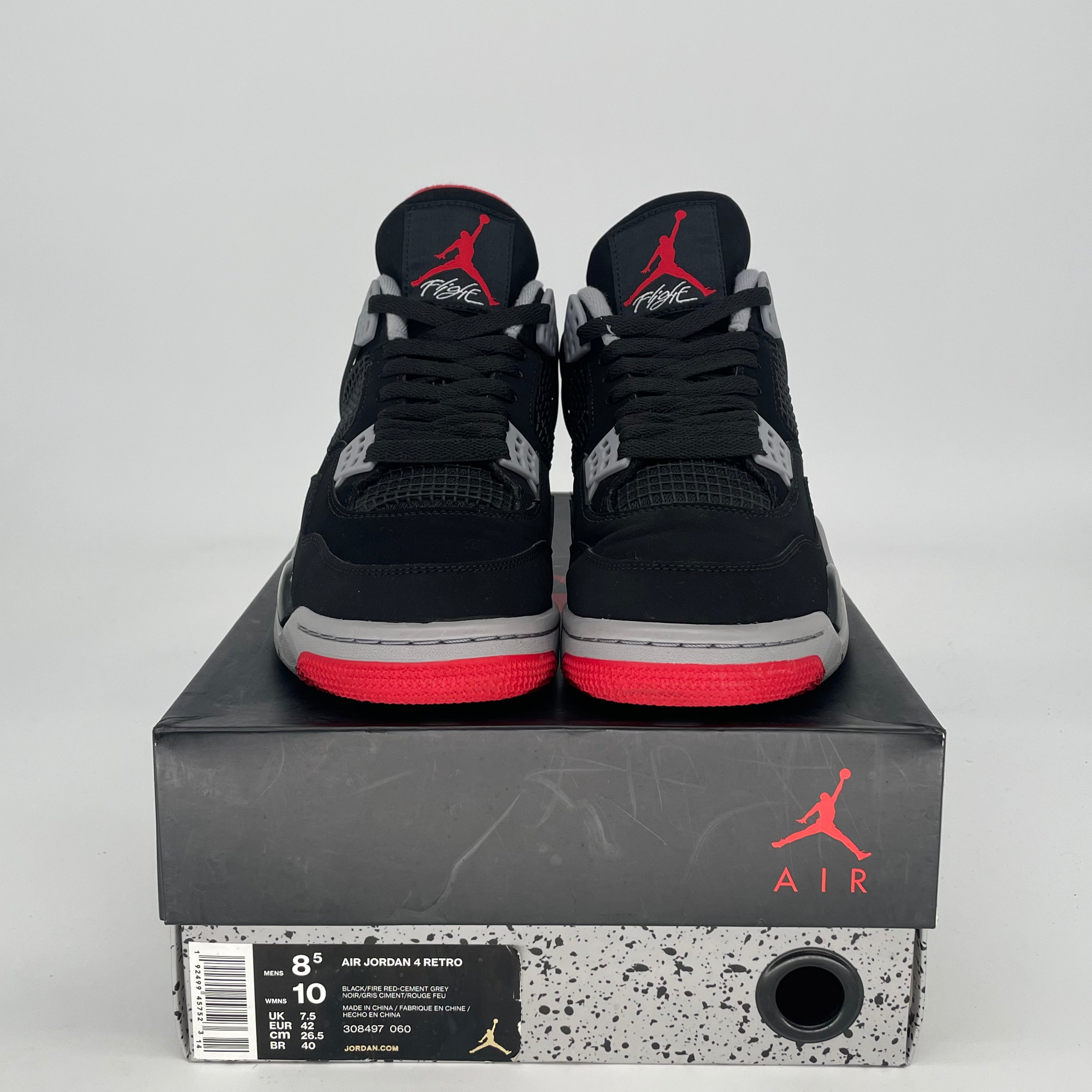AIR JORDAN 4 BRED 2019 308497-060 SIZE 8.5/10W
