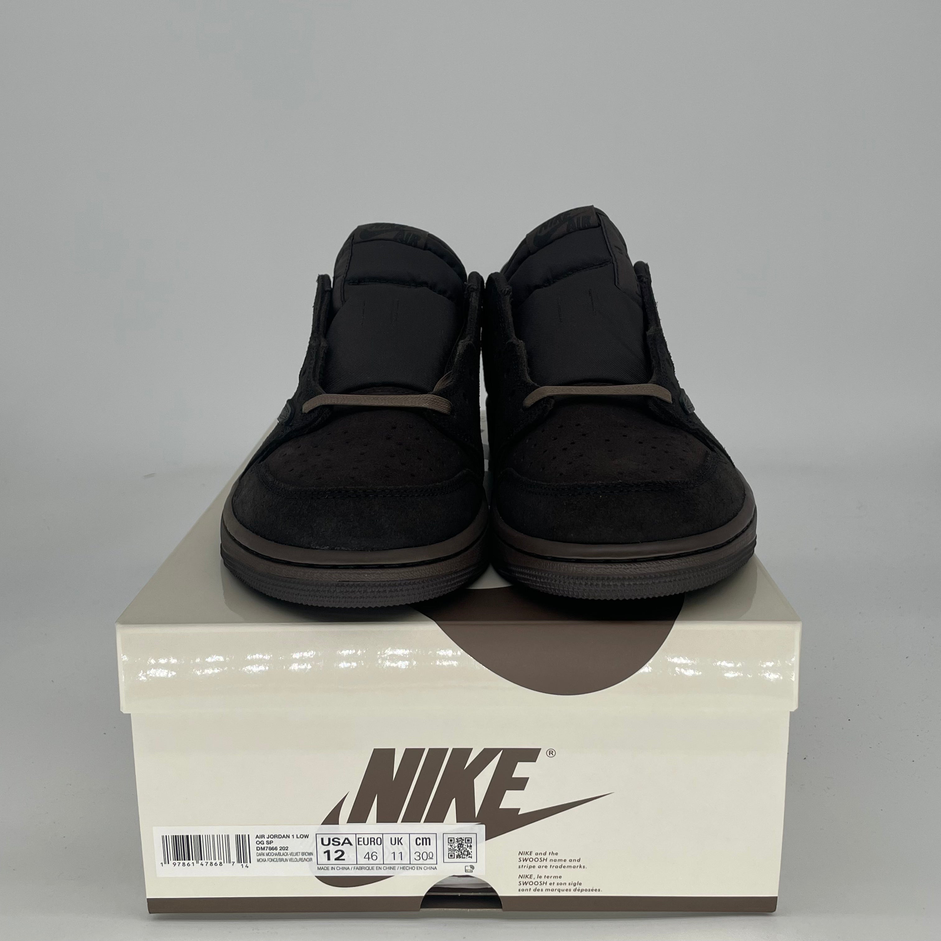 TRAVIS SCOTT X AIR JORDAN 1 LOW VELVET BROWN DM7866-202 SIZE 12/13.5W