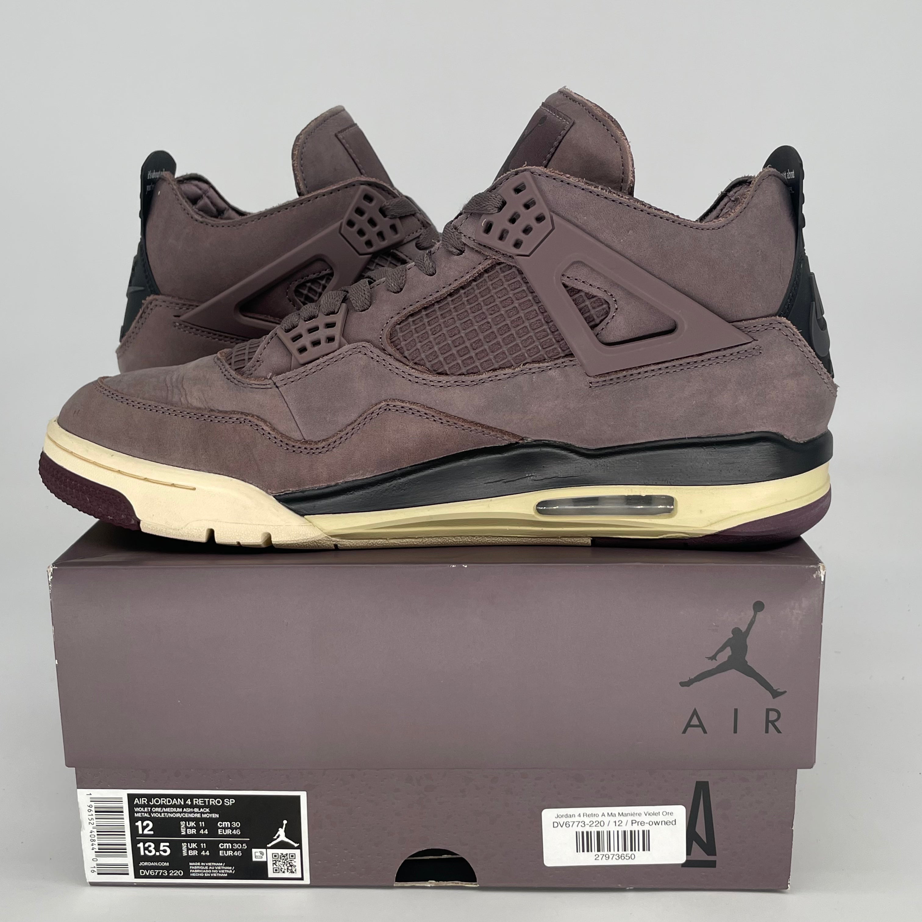 AIR JORDAN 4 A MA MANIERE VIOLET ORE DV6773-220 SIZE 12/13.5W
