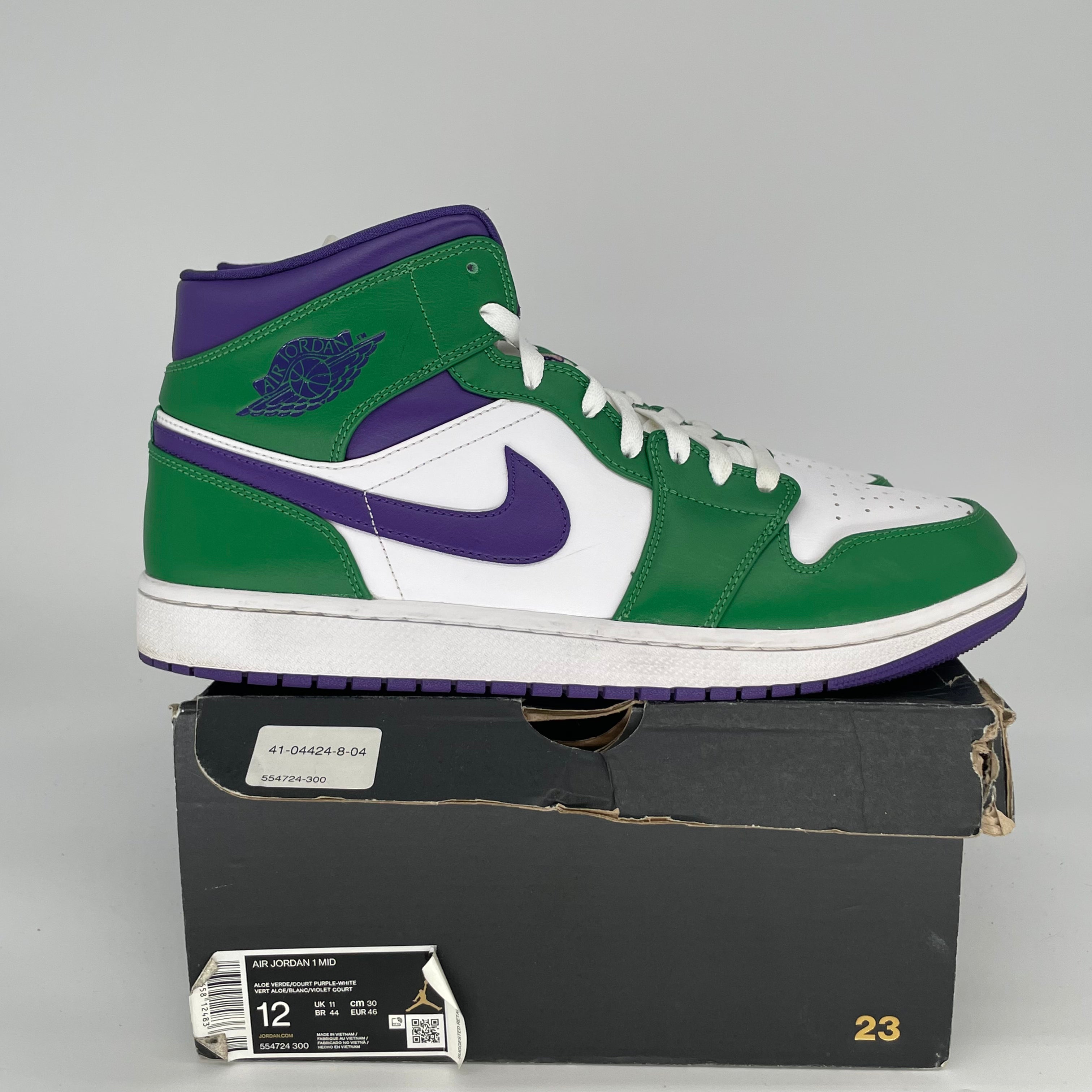 AIR JORDAN 1 MID INCREDIBLE HULK SIZE 12 554724-300