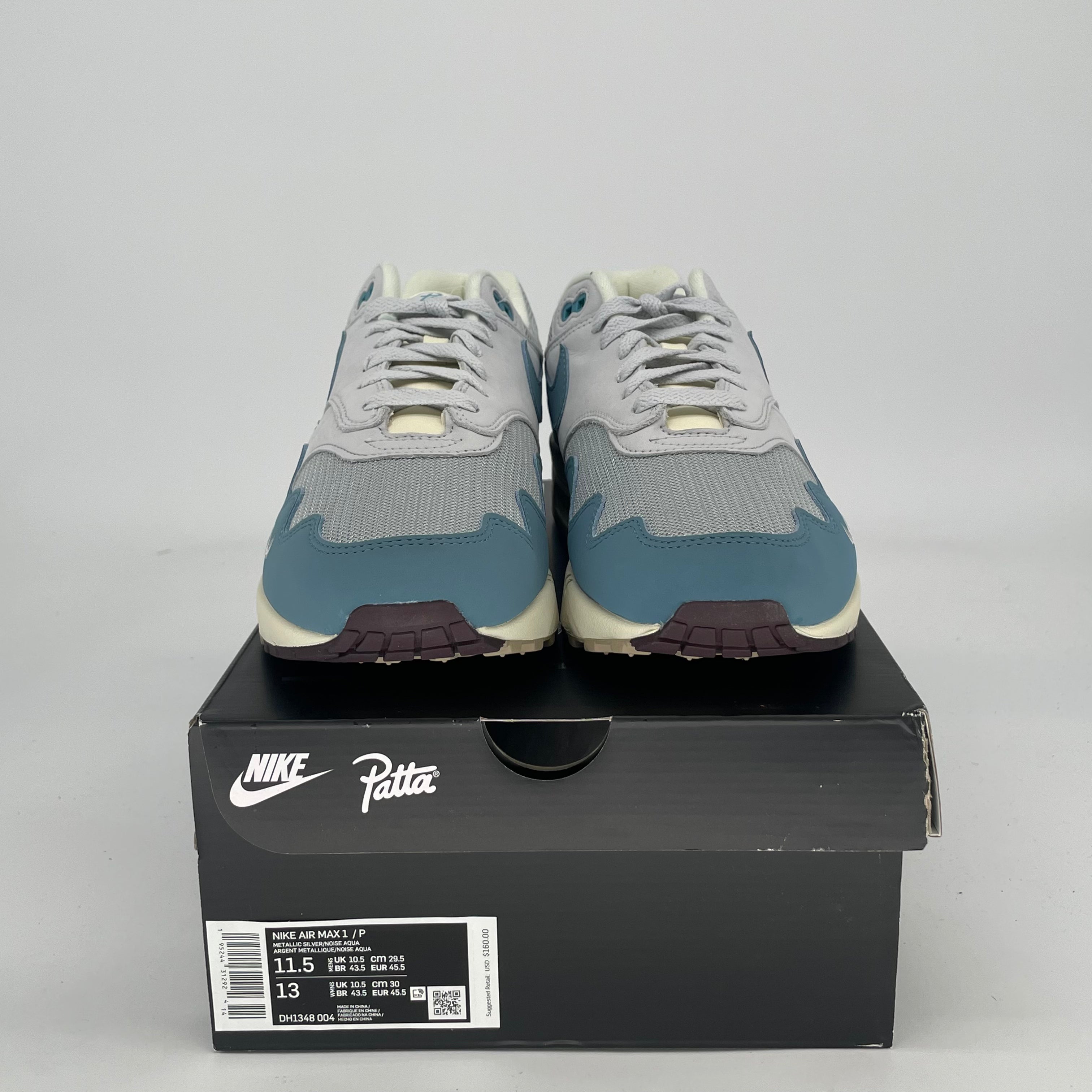 NIKE AIR MAX 1 PATTA WAVES NOISE AQUA W/ BRACELET DH1348-004 SIZE 11.5/13W