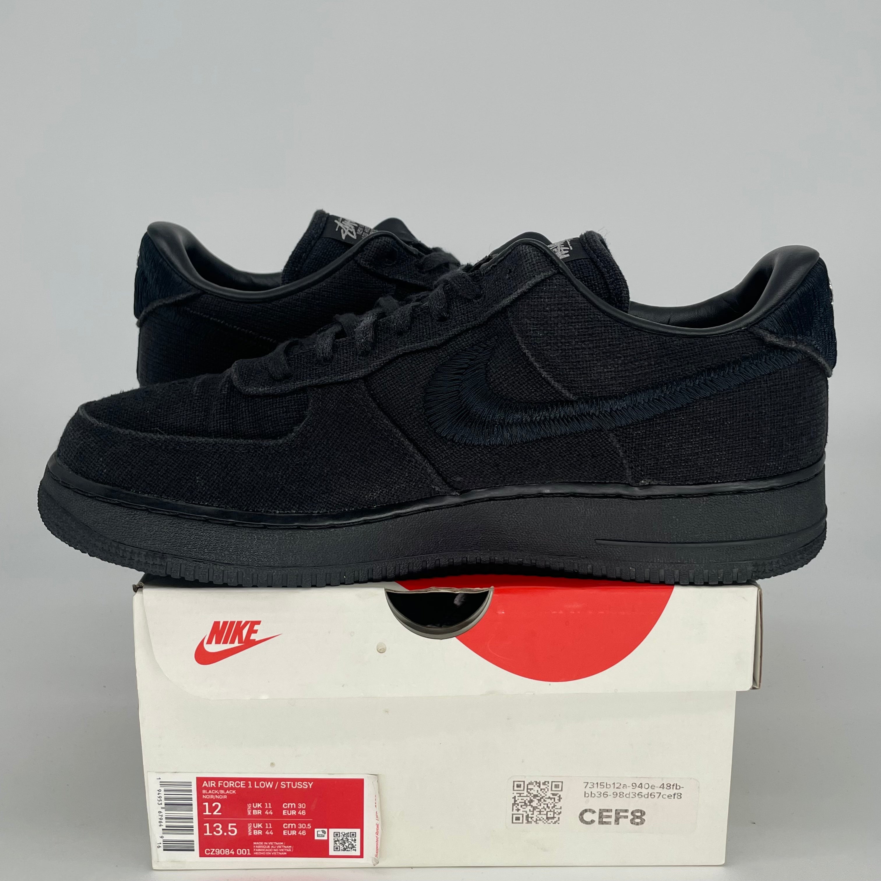STUSSY X NIKE AIR FORCE 1 LOW BLACK CZ9084-001 SIZE 12/13.5W