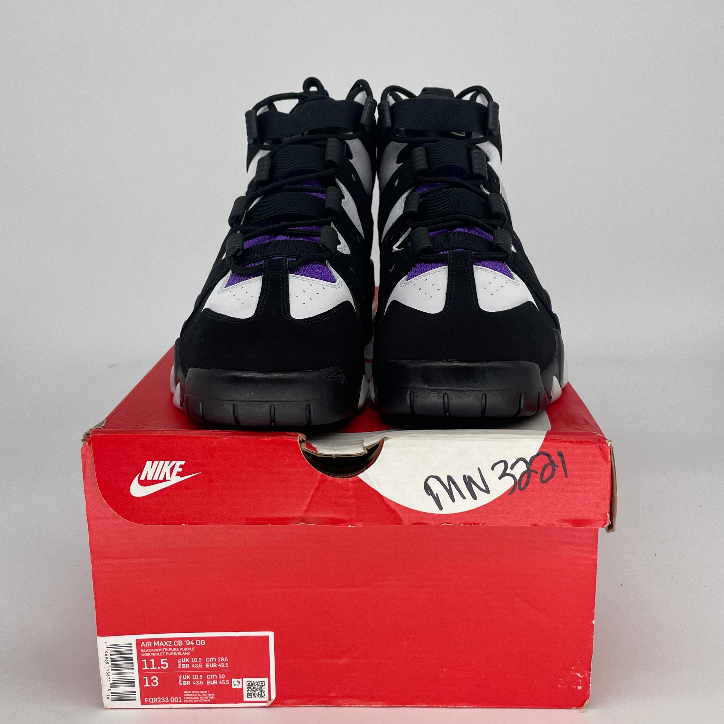 NIKE AIR MAX 2 CB 94 BLACK WHITE PURPLE CZ7871-001 SIZE 11.5/13W