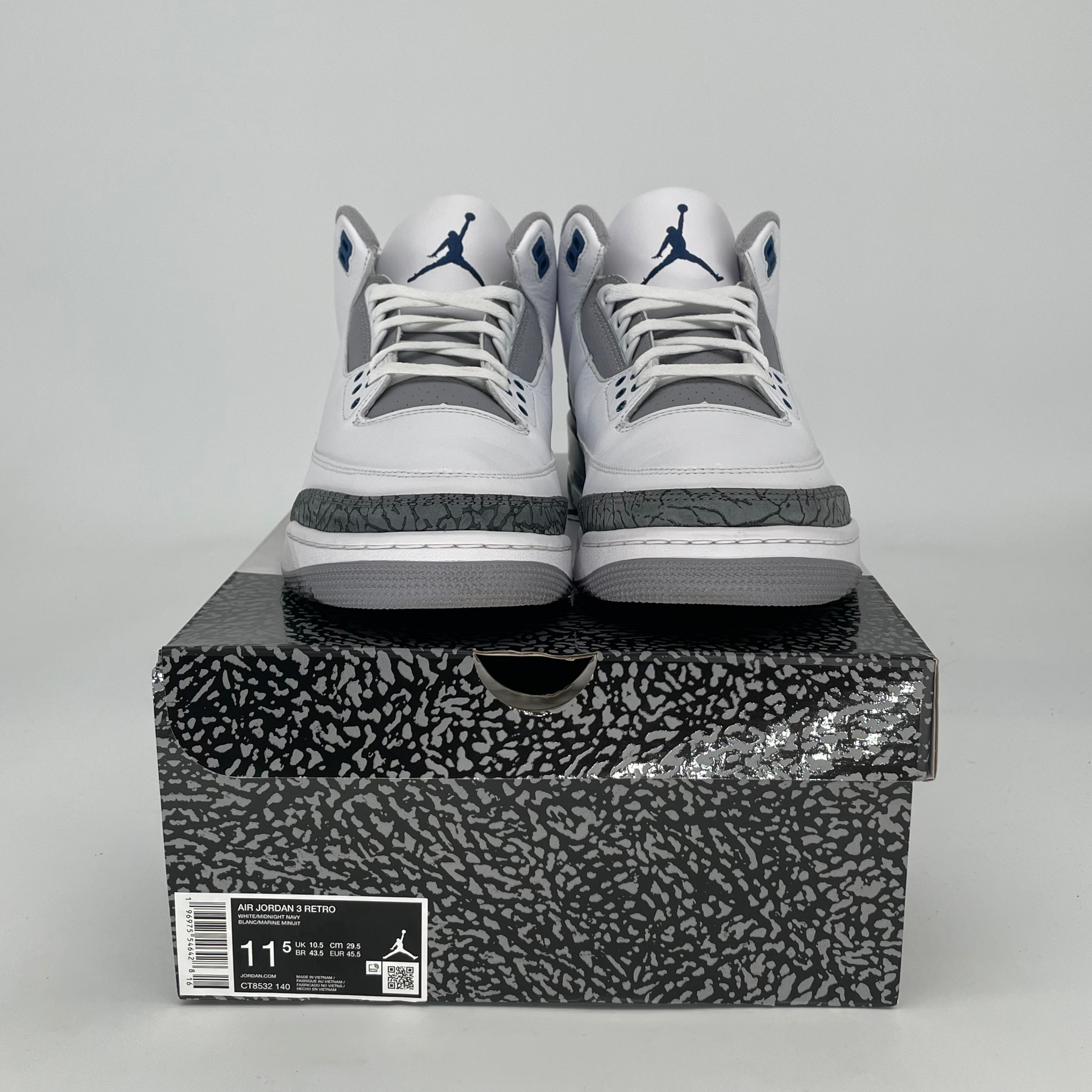 AIR JORDAN 3 MIDNIGHT NAVY CT8532-140 SIZE 11.5/13W