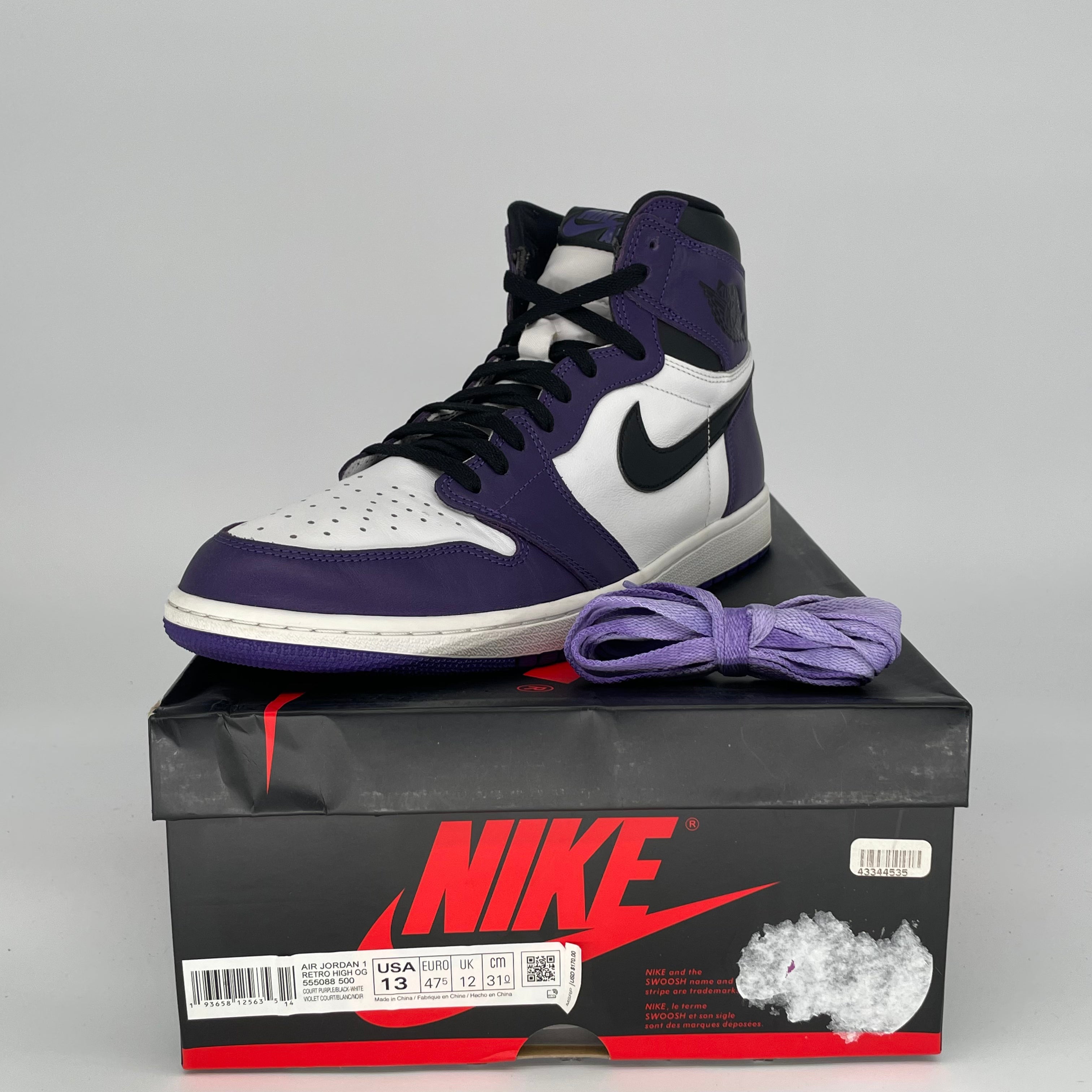 AIR JORDAN 1 COURT PURPLE 2.0 SIZE 13 555088-500