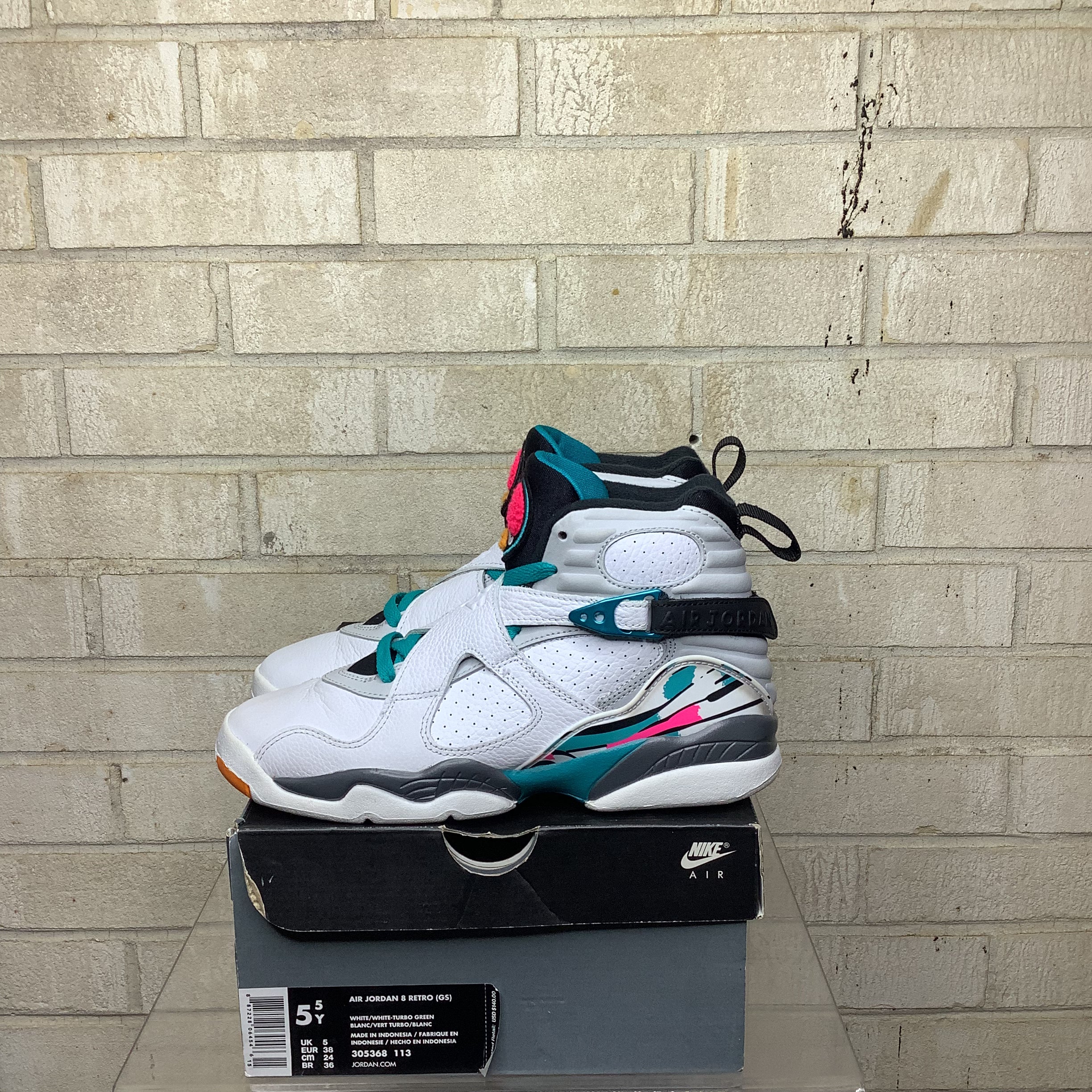 AIR JORDAN 8 SOUTH BEACH SIZE 5.5Y 305368-113