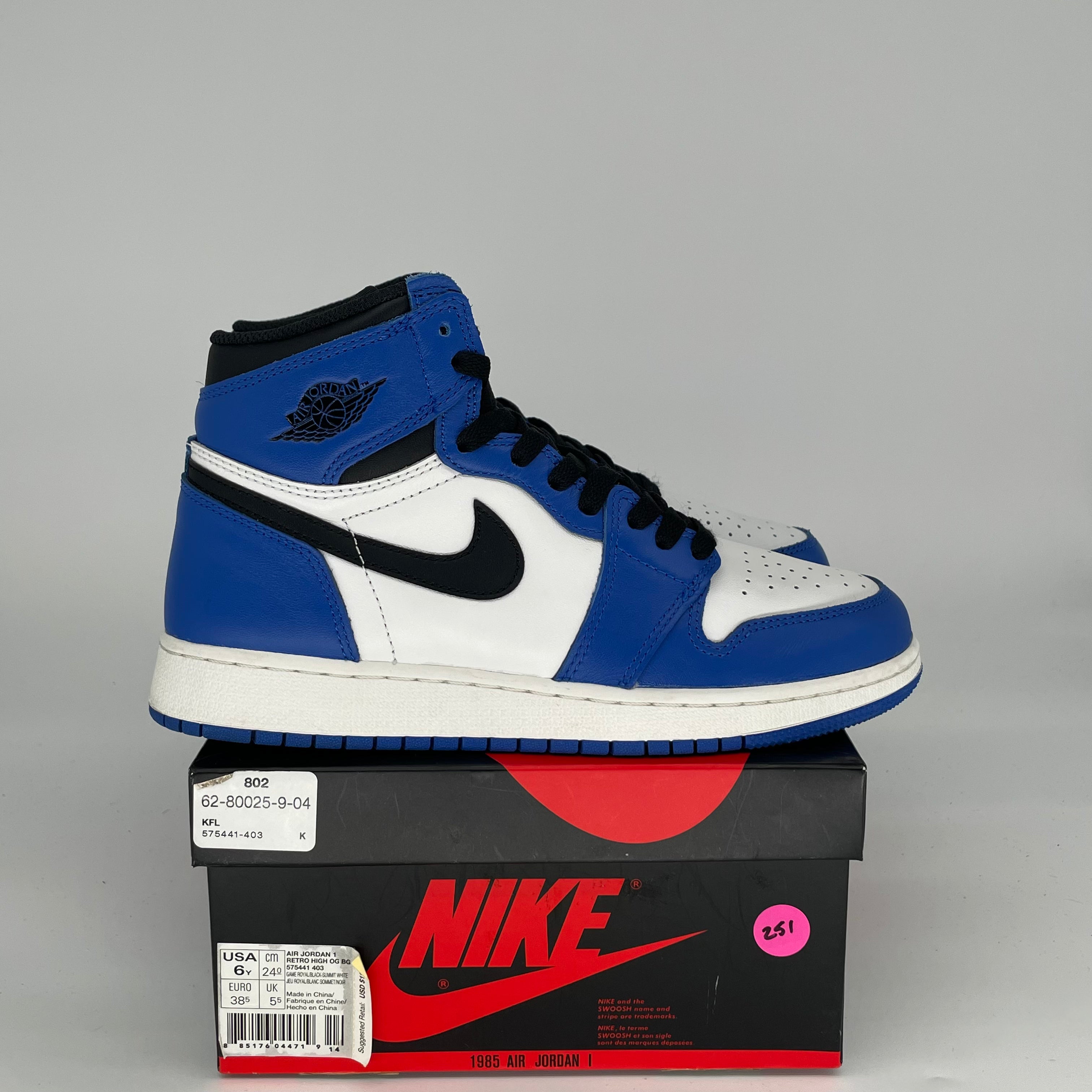 AIR JORDAN 1 GAME ROYAL SIZE 6/7.5w 575441-403