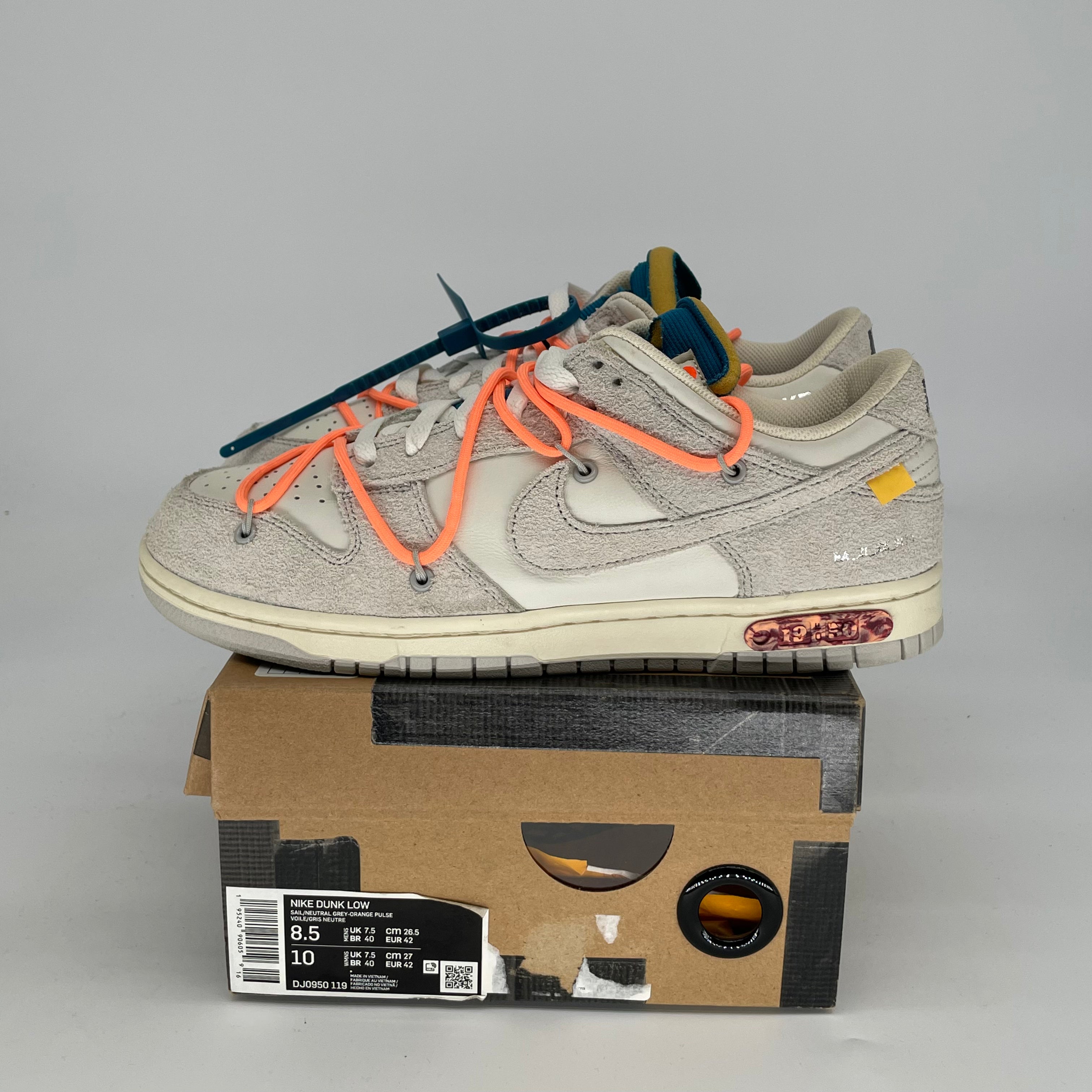 OFF WHITE X NIKE DUNK LOW LOT 19 SIZE 8.5/10W DJ0950-119