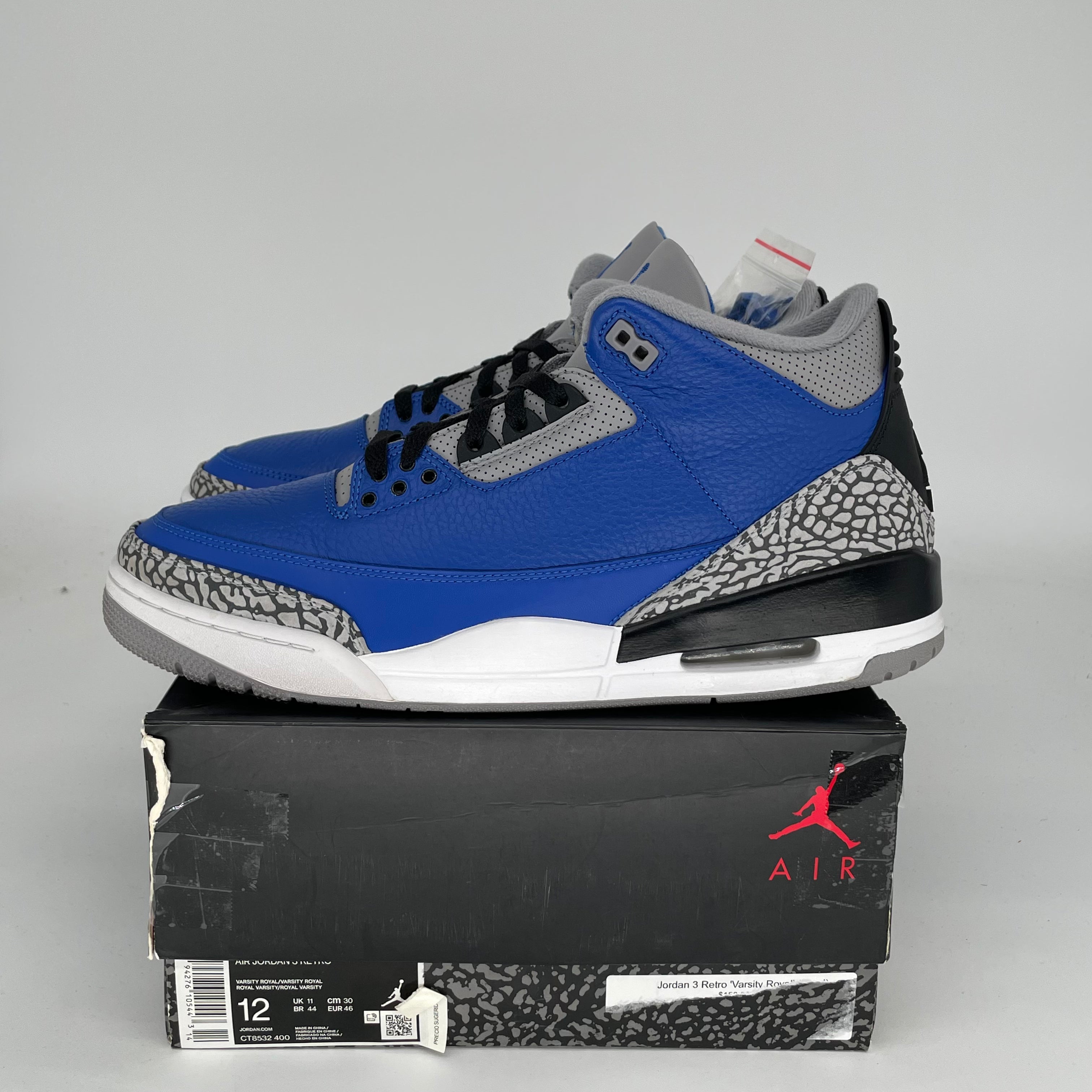 AIR JORDAN 3 VARSITY ROYAL CEMENT SIZE 12 CT8532-400
