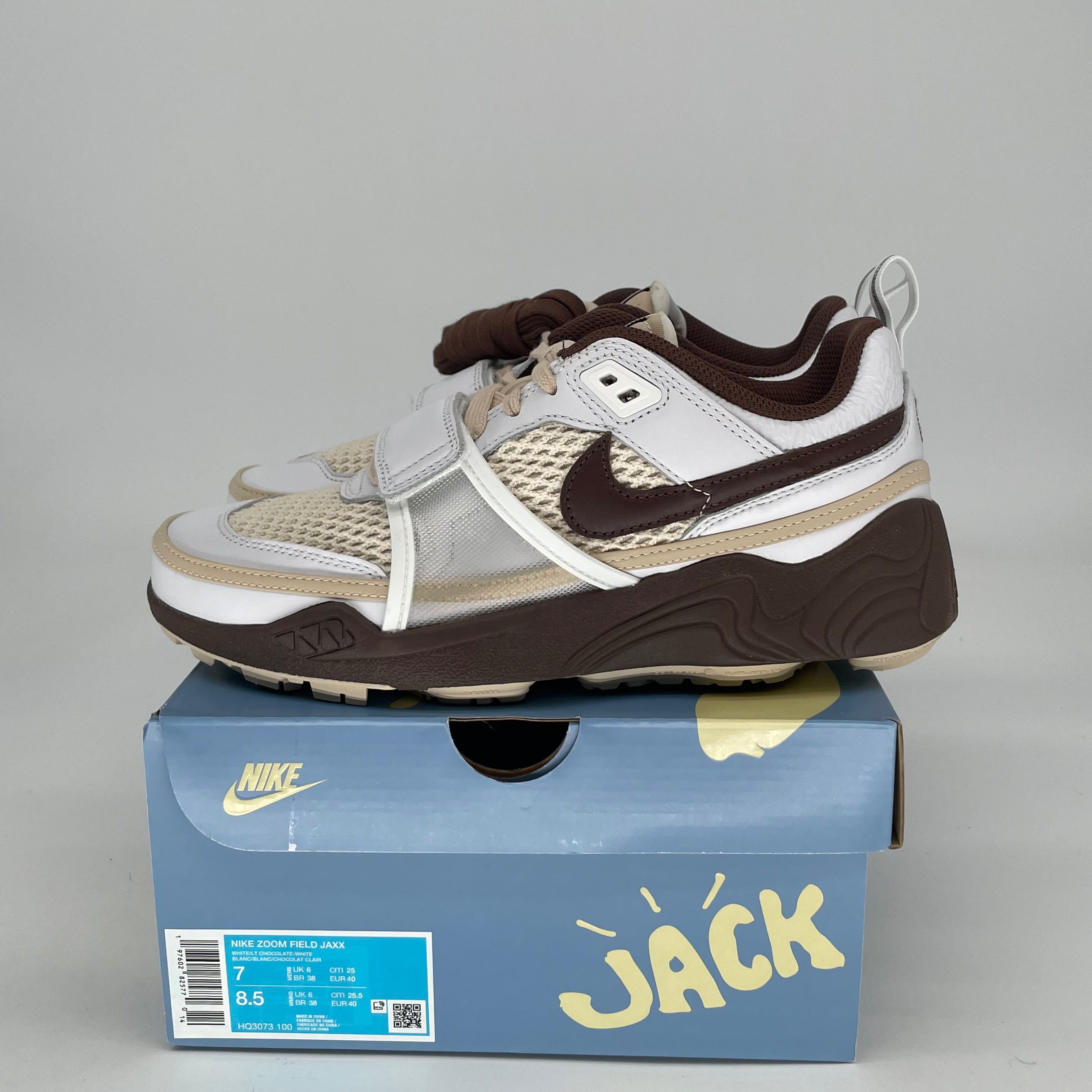 TRAVIS SCOTT NIKE ZOOM FIELD JAXX LIGHT CHOCOLATE HQ3073-100 SIZE 7/8.5W