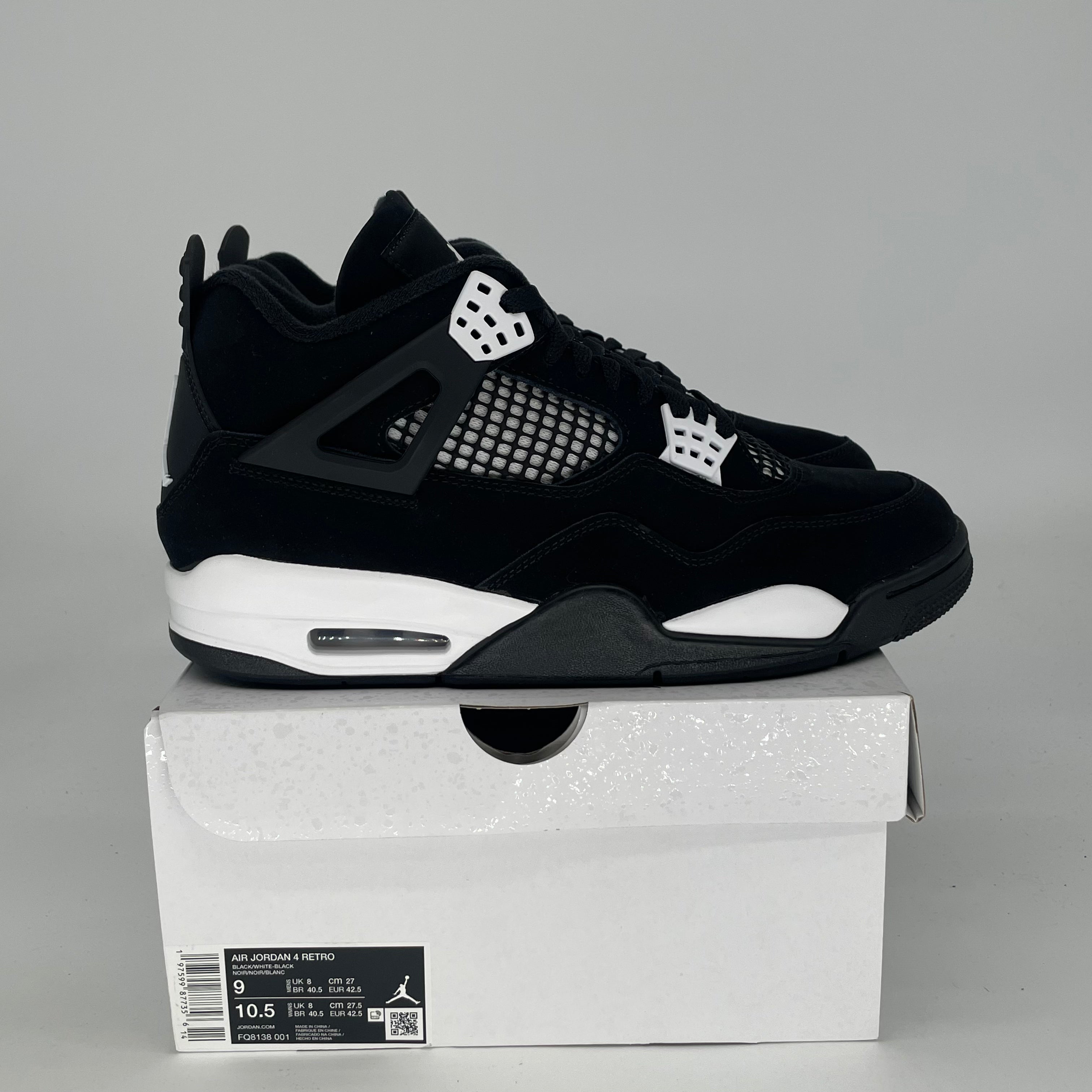 AIR JORDAN 4 WHITE THUNDER FQ8138-001 SIZE 9/10.5W